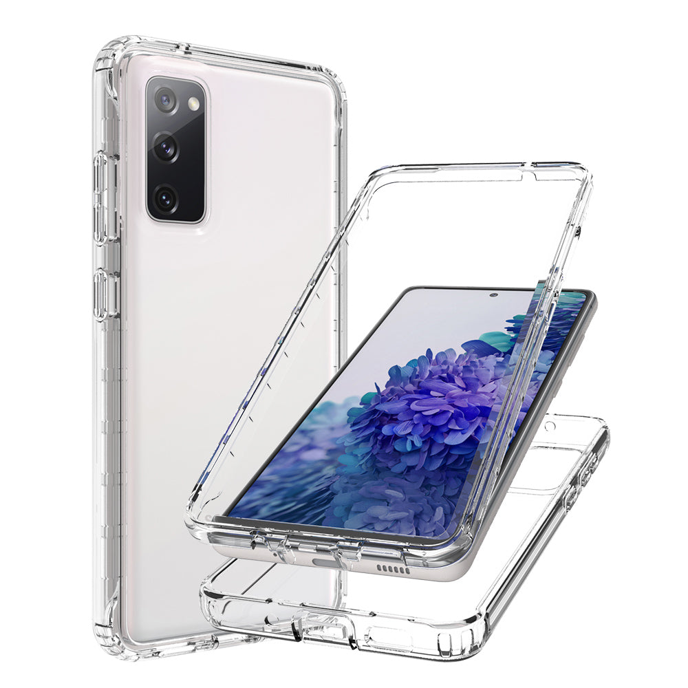 2-in-1 PC+TPU Gradient Color Design Well-Protected Phone Case for Samsung Galaxy S20 FE/S20 Fan Edition/S20 FE 5G/S20 Fan Edition 5G/S20 Lite/S20 FE 2022 - Transparent