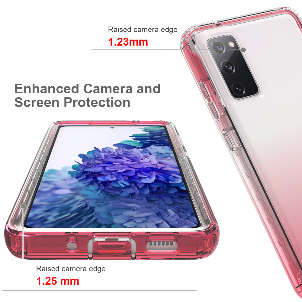 2-in-1 PC+TPU Gradient Color Design Well-Protected Phone Case for Samsung Galaxy S20 FE/S20 Fan Edition/S20 FE 5G/S20 Fan Edition 5G/S20 Lite/S20 FE 2022 - Red