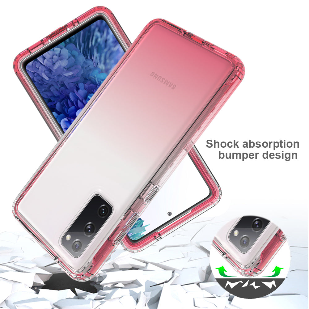 2-in-1 PC+TPU Gradient Color Design Well-Protected Phone Case for Samsung Galaxy S20 FE/S20 Fan Edition/S20 FE 5G/S20 Fan Edition 5G/S20 Lite/S20 FE 2022 - Red