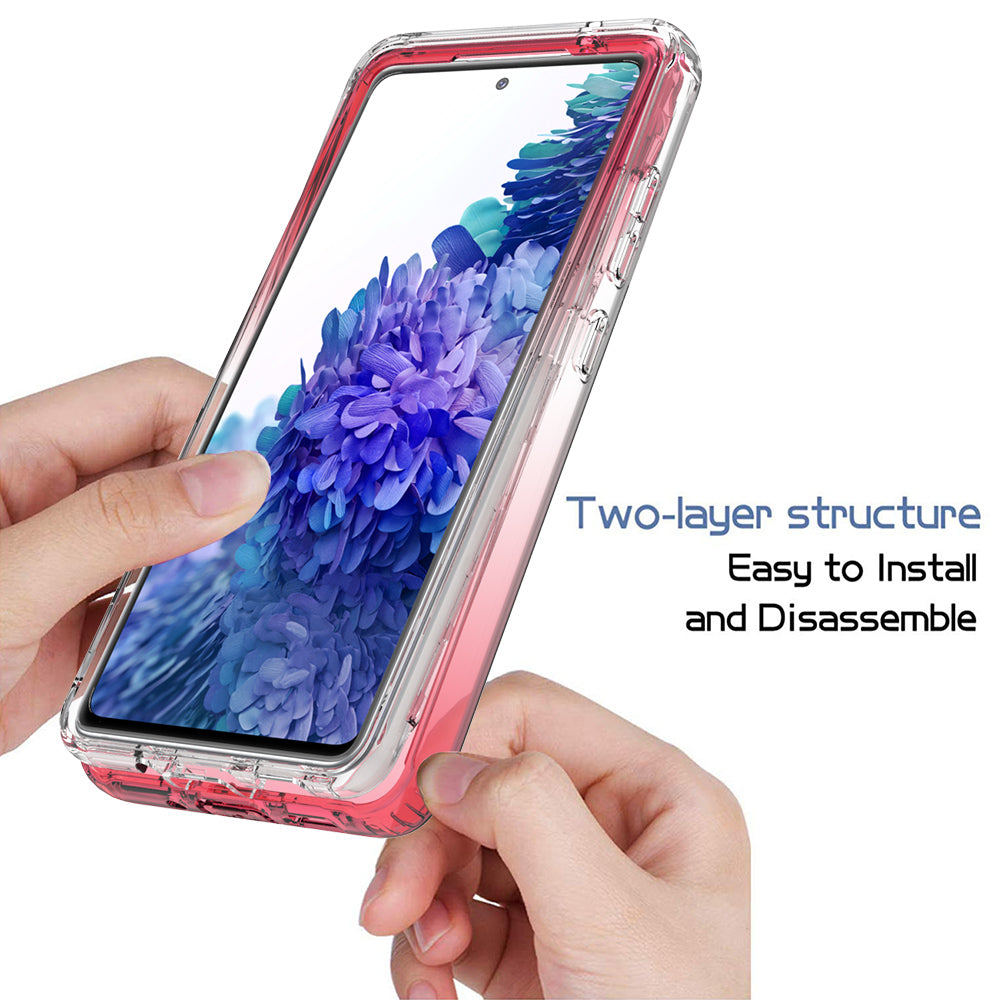 2-in-1 PC+TPU Gradient Color Design Well-Protected Phone Case for Samsung Galaxy S20 FE/S20 Fan Edition/S20 FE 5G/S20 Fan Edition 5G/S20 Lite/S20 FE 2022 - Red