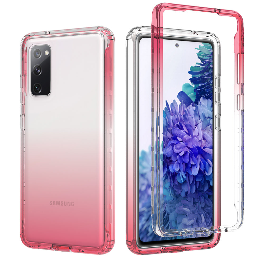 2-in-1 PC+TPU Gradient Color Design Well-Protected Phone Case for Samsung Galaxy S20 FE/S20 Fan Edition/S20 FE 5G/S20 Fan Edition 5G/S20 Lite/S20 FE 2022 - Red