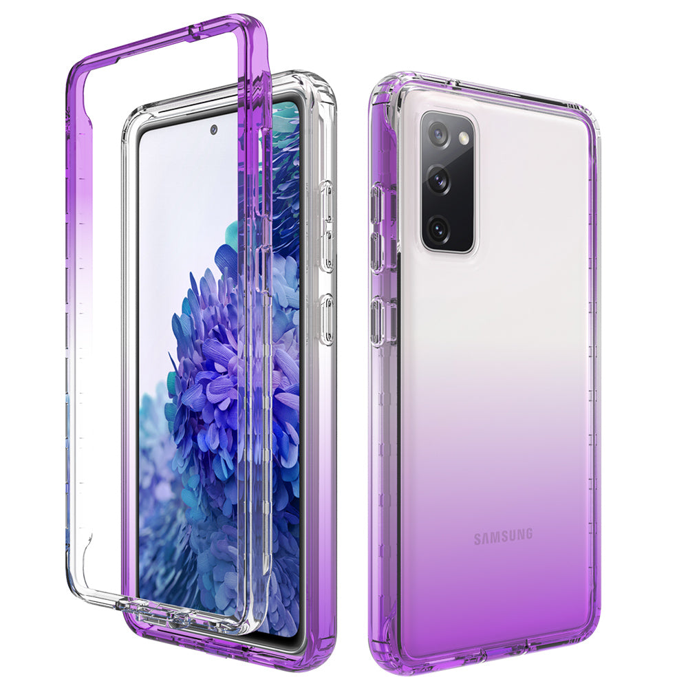 2-in-1 PC+TPU Gradient Color Design Well-Protected Phone Case for Samsung Galaxy S20 FE/S20 Fan Edition/S20 FE 5G/S20 Fan Edition 5G/S20 Lite/S20 FE 2022 - Purple