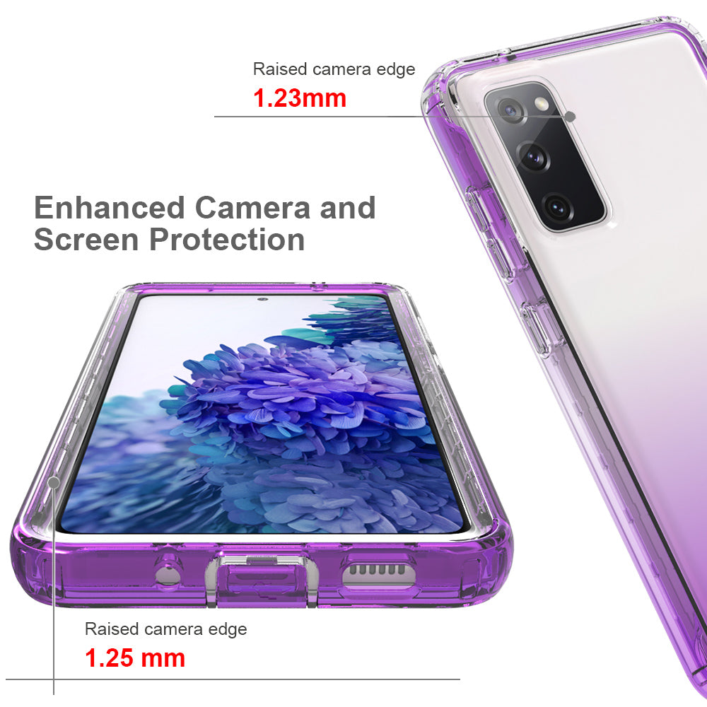 2-in-1 PC+TPU Gradient Color Design Well-Protected Phone Case for Samsung Galaxy S20 FE/S20 Fan Edition/S20 FE 5G/S20 Fan Edition 5G/S20 Lite/S20 FE 2022 - Purple