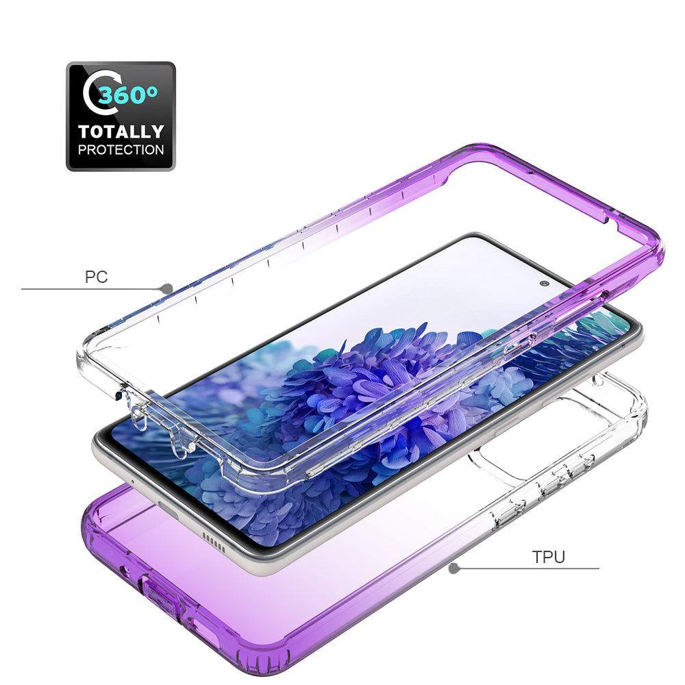 2-in-1 PC+TPU Gradient Color Design Well-Protected Phone Case for Samsung Galaxy S20 FE/S20 Fan Edition/S20 FE 5G/S20 Fan Edition 5G/S20 Lite/S20 FE 2022 - Purple