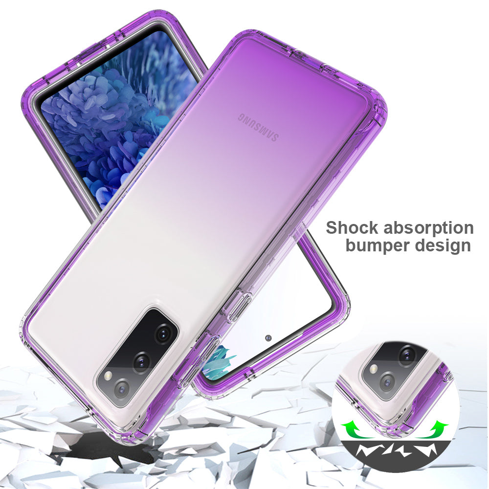 2-in-1 PC+TPU Gradient Color Design Well-Protected Phone Case for Samsung Galaxy S20 FE/S20 Fan Edition/S20 FE 5G/S20 Fan Edition 5G/S20 Lite/S20 FE 2022 - Purple