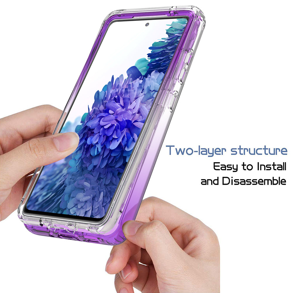 2-in-1 PC+TPU Gradient Color Design Well-Protected Phone Case for Samsung Galaxy S20 FE/S20 Fan Edition/S20 FE 5G/S20 Fan Edition 5G/S20 Lite/S20 FE 2022 - Purple