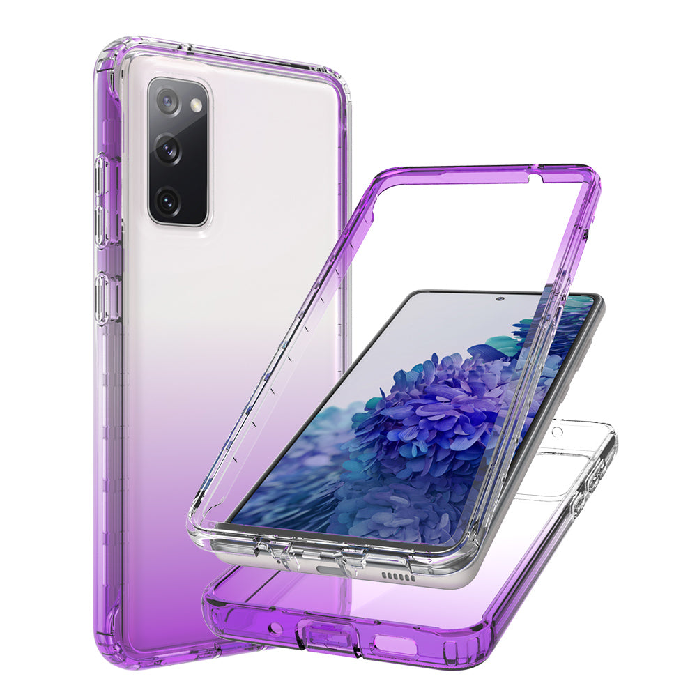 2-in-1 PC+TPU Gradient Color Design Well-Protected Phone Case for Samsung Galaxy S20 FE/S20 Fan Edition/S20 FE 5G/S20 Fan Edition 5G/S20 Lite/S20 FE 2022 - Purple