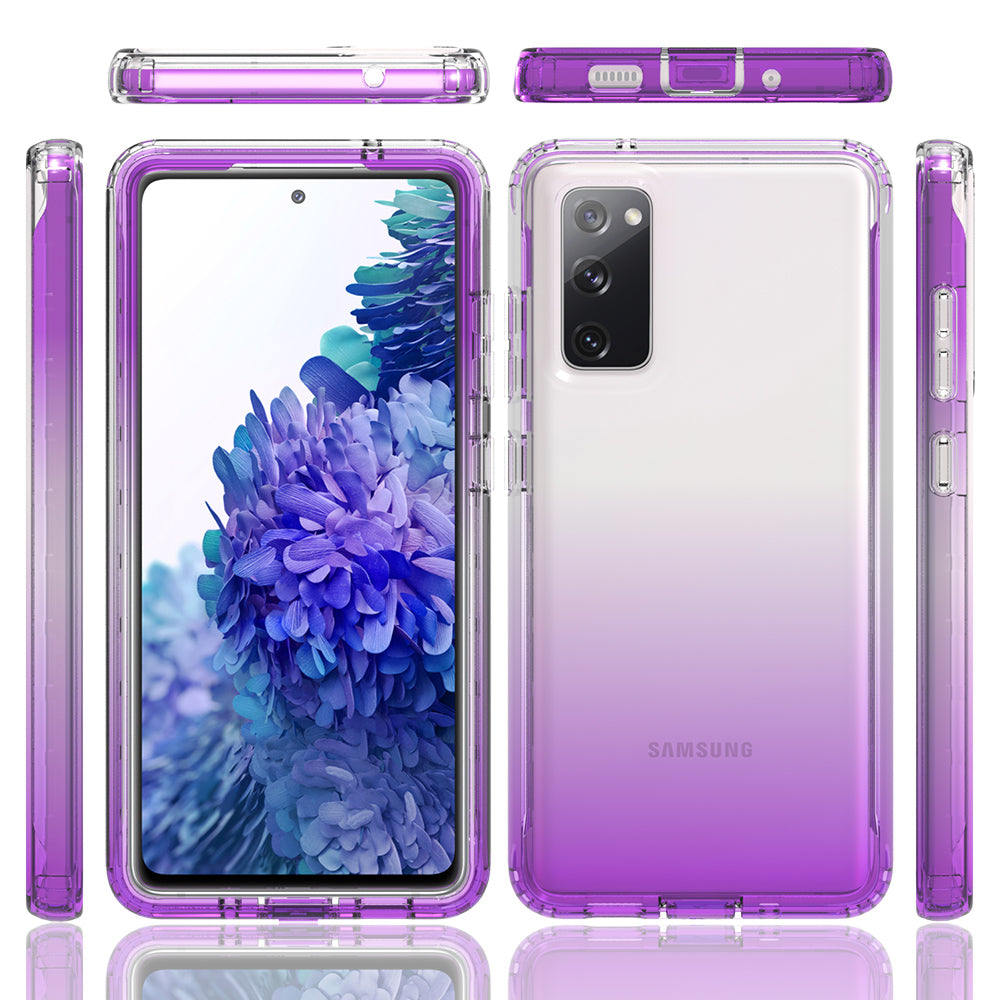 2-in-1 PC+TPU Gradient Color Design Well-Protected Phone Case for Samsung Galaxy S20 FE/S20 Fan Edition/S20 FE 5G/S20 Fan Edition 5G/S20 Lite/S20 FE 2022 - Purple