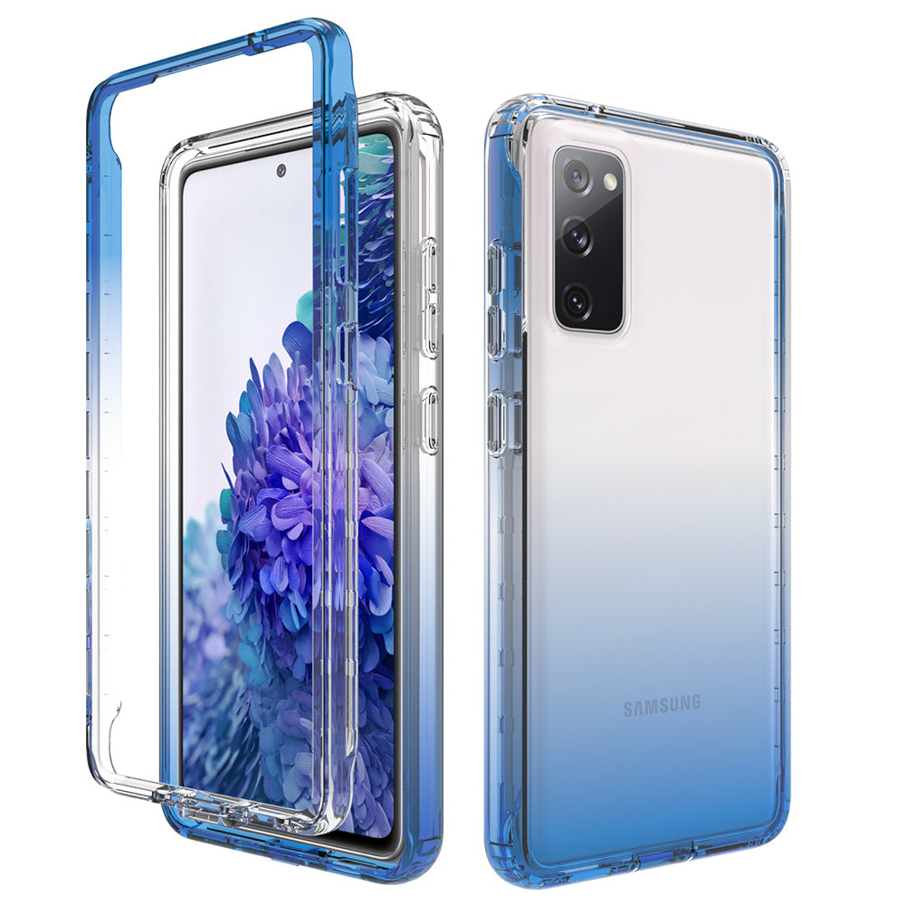 2-in-1 PC+TPU Gradient Color Design Well-Protected Phone Case for Samsung Galaxy S20 FE/S20 Fan Edition/S20 FE 5G/S20 Fan Edition 5G/S20 Lite/S20 FE 2022 - Blue