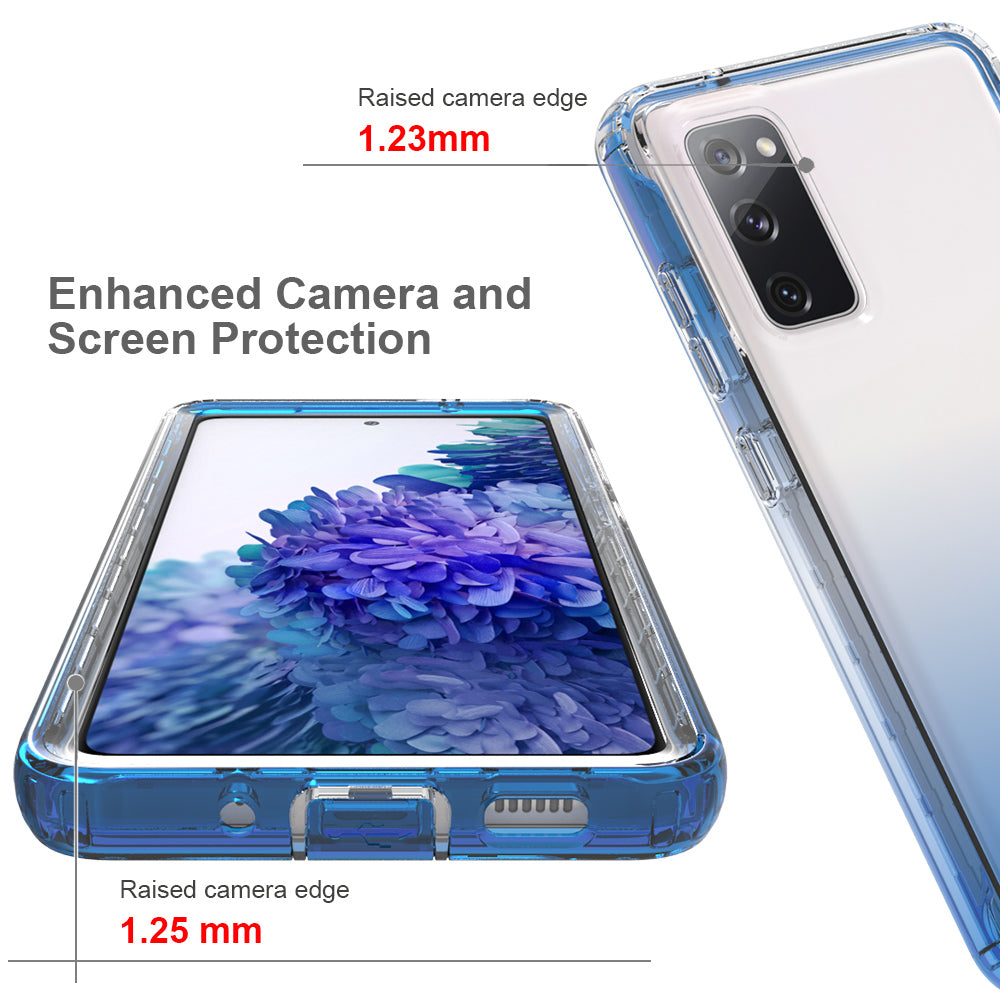 2-in-1 PC+TPU Gradient Color Design Well-Protected Phone Case for Samsung Galaxy S20 FE/S20 Fan Edition/S20 FE 5G/S20 Fan Edition 5G/S20 Lite/S20 FE 2022 - Blue