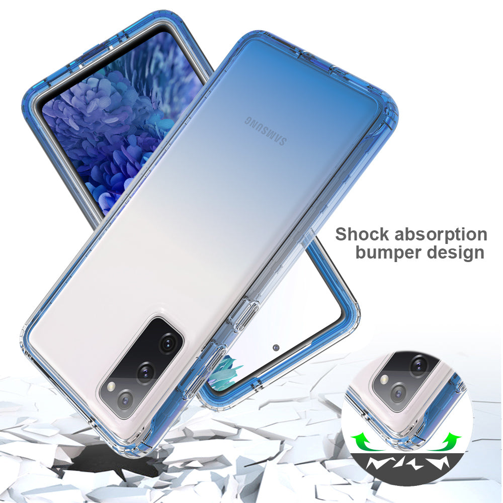 2-in-1 PC+TPU Gradient Color Design Well-Protected Phone Case for Samsung Galaxy S20 FE/S20 Fan Edition/S20 FE 5G/S20 Fan Edition 5G/S20 Lite/S20 FE 2022 - Blue