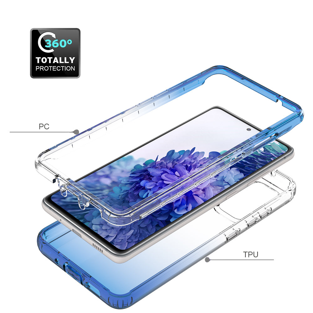 2-in-1 PC+TPU Gradient Color Design Well-Protected Phone Case for Samsung Galaxy S20 FE/S20 Fan Edition/S20 FE 5G/S20 Fan Edition 5G/S20 Lite/S20 FE 2022 - Blue