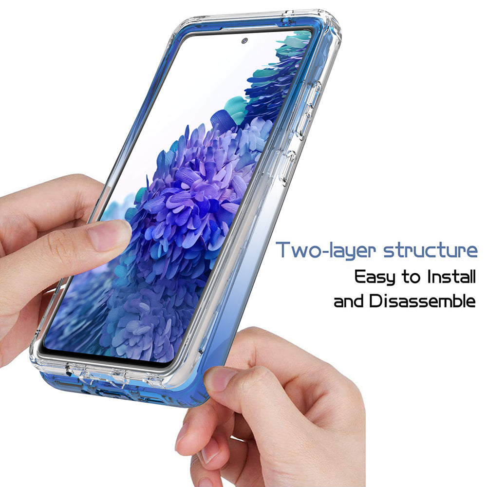 2-in-1 PC+TPU Gradient Color Design Well-Protected Phone Case for Samsung Galaxy S20 FE/S20 Fan Edition/S20 FE 5G/S20 Fan Edition 5G/S20 Lite/S20 FE 2022 - Blue