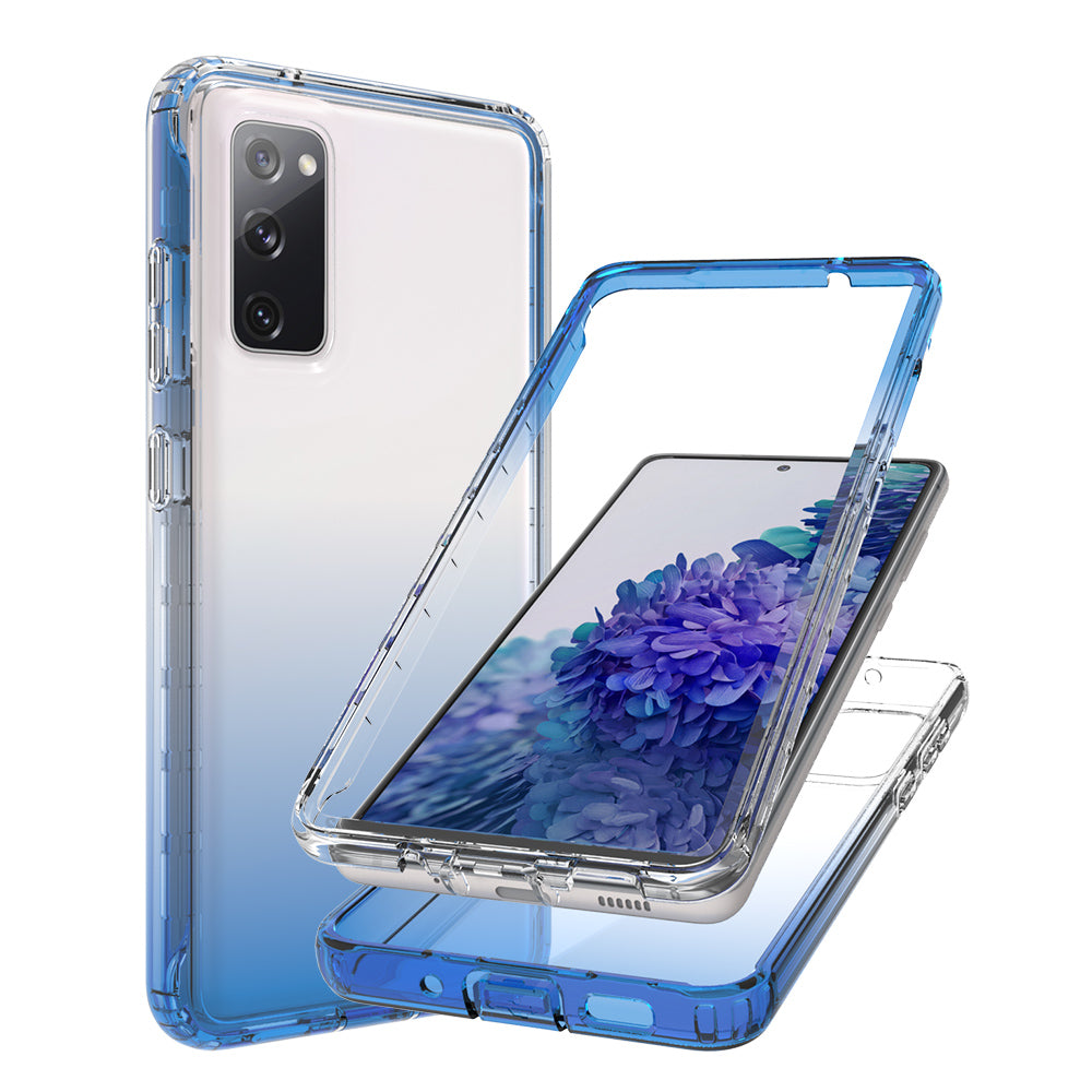 2-in-1 PC+TPU Gradient Color Design Well-Protected Phone Case for Samsung Galaxy S20 FE/S20 Fan Edition/S20 FE 5G/S20 Fan Edition 5G/S20 Lite/S20 FE 2022 - Blue