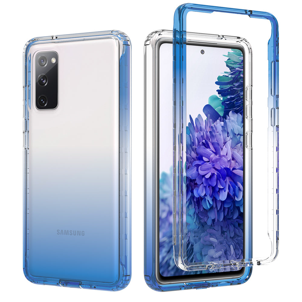 2-in-1 PC+TPU Gradient Color Design Well-Protected Phone Case for Samsung Galaxy S20 FE/S20 Fan Edition/S20 FE 5G/S20 Fan Edition 5G/S20 Lite/S20 FE 2022 - Blue