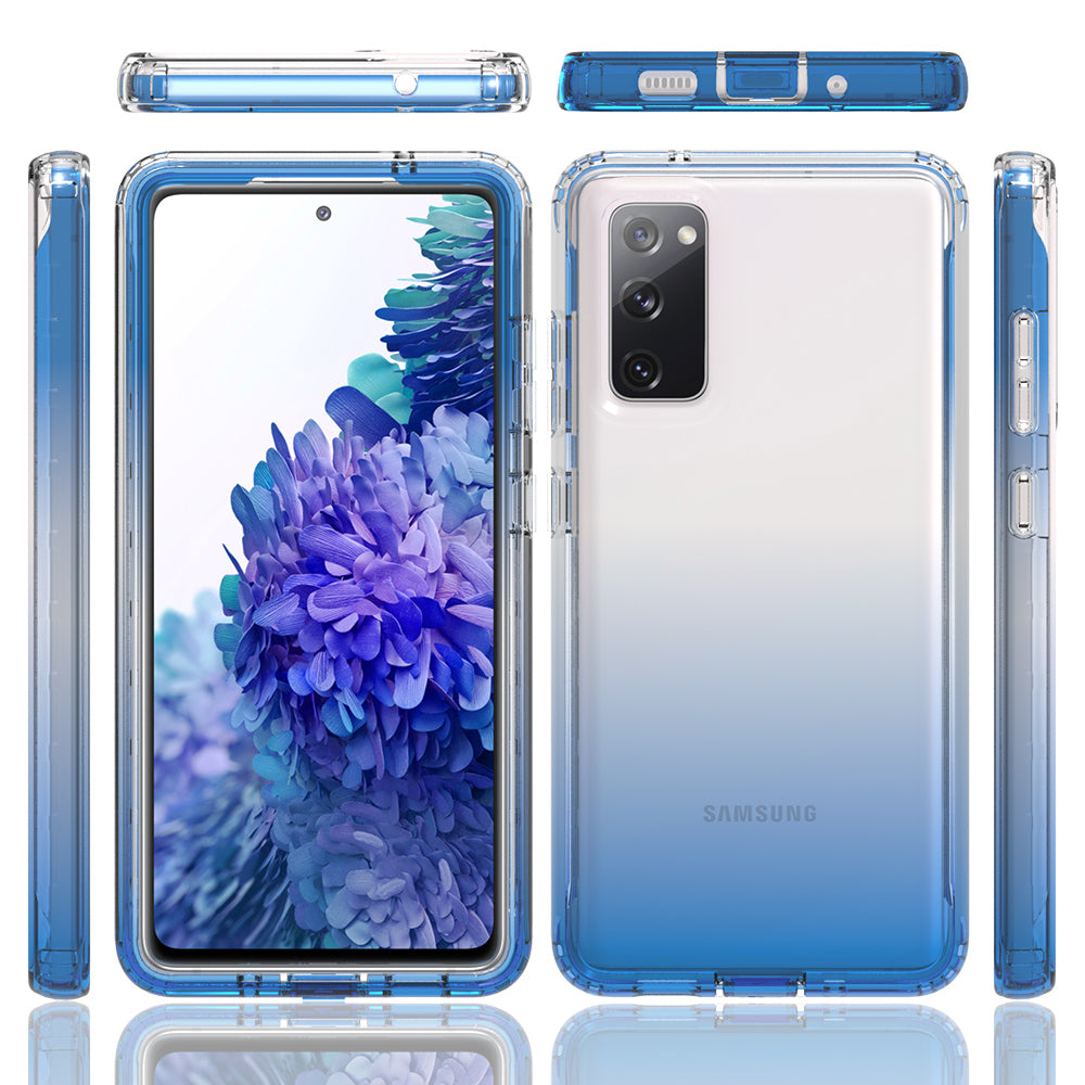 2-in-1 PC+TPU Gradient Color Design Well-Protected Phone Case for Samsung Galaxy S20 FE/S20 Fan Edition/S20 FE 5G/S20 Fan Edition 5G/S20 Lite/S20 FE 2022 - Blue