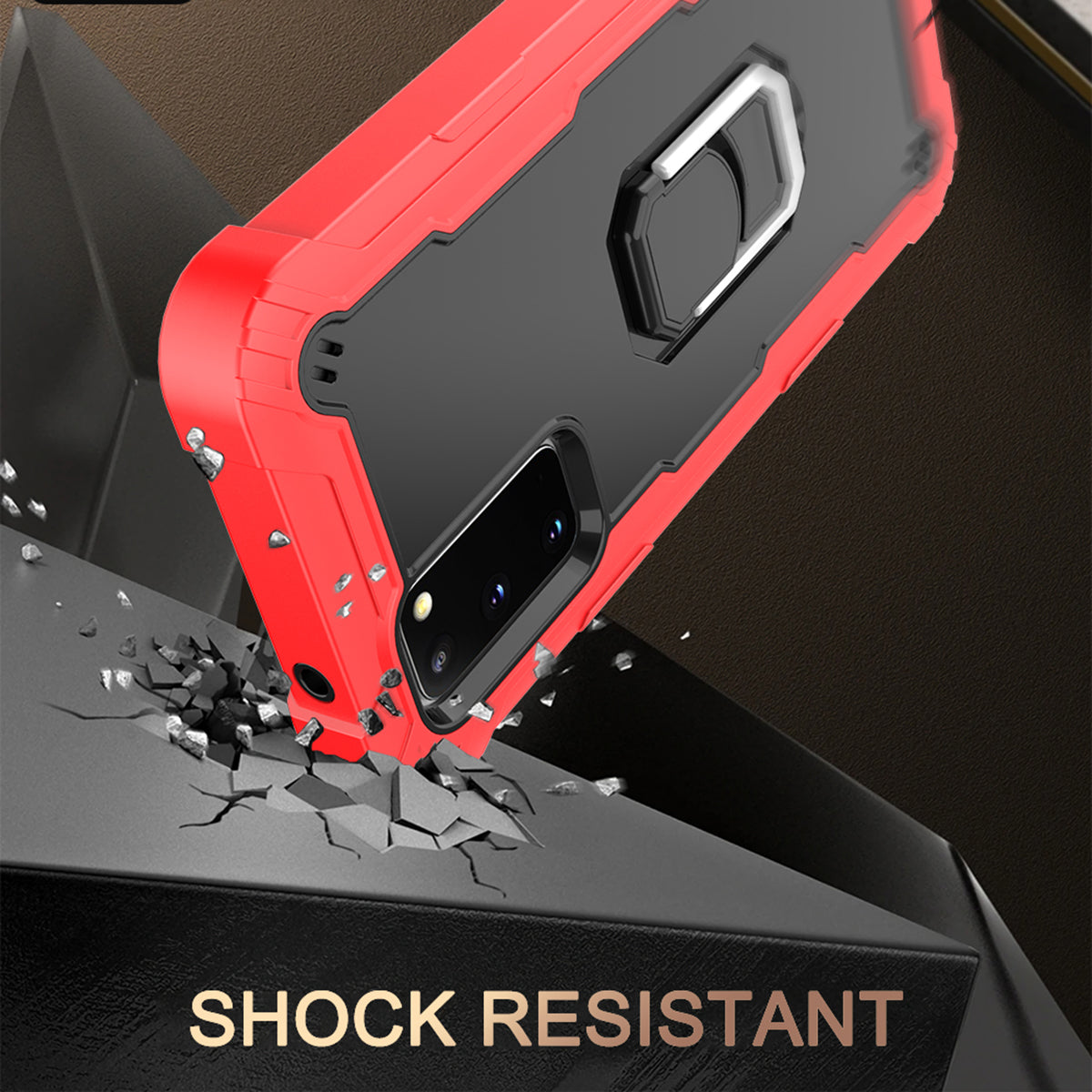 Shockproof PC + Silicone Phone Case with Built-in Kickstand Design for Samsung Galaxy S20 FE/S20 Fan Edition/S20 FE 5G/S20 Fan Edition 5G/S20 Lite/S20 FE 2022 - Red/Black