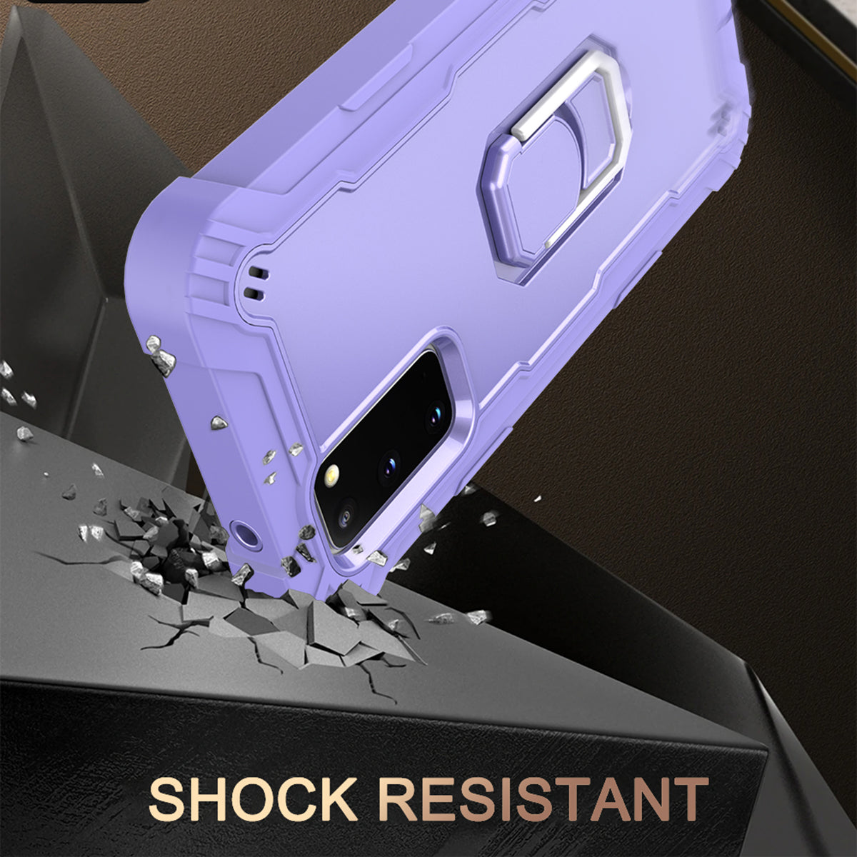 Shockproof PC + Silicone Phone Case with Built-in Kickstand Design for Samsung Galaxy S20 FE/S20 Fan Edition/S20 FE 5G/S20 Fan Edition 5G/S20 Lite/S20 FE 2022 - Purple