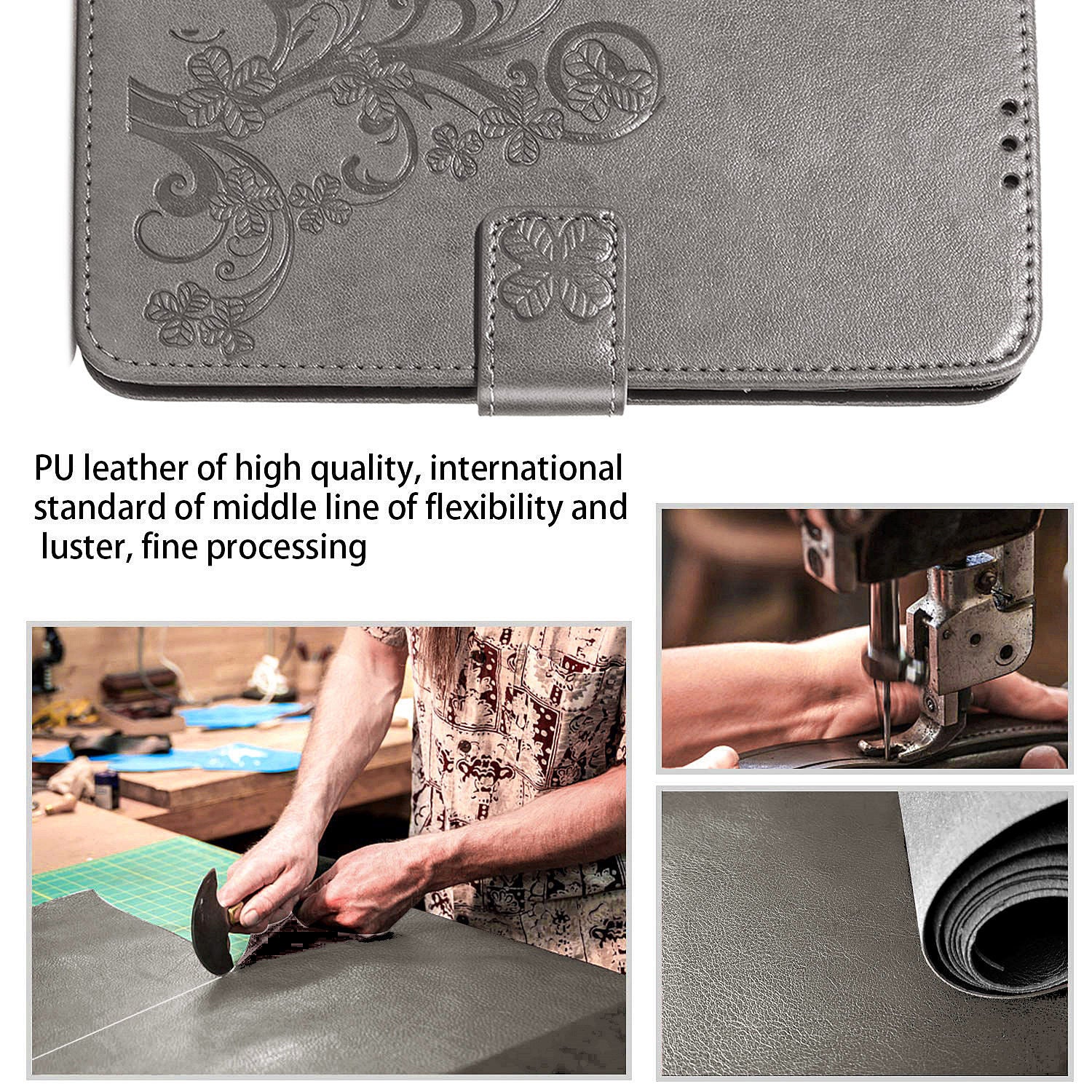 Clover Pattern Imprinting Leather Stand Case with Wallet Design for Samsung Galaxy S20 FE/S20 Fan Edition/S20 FE 5G/S20 Fan Edition 5G/S20 Lite/S20 FE 2022 - Grey