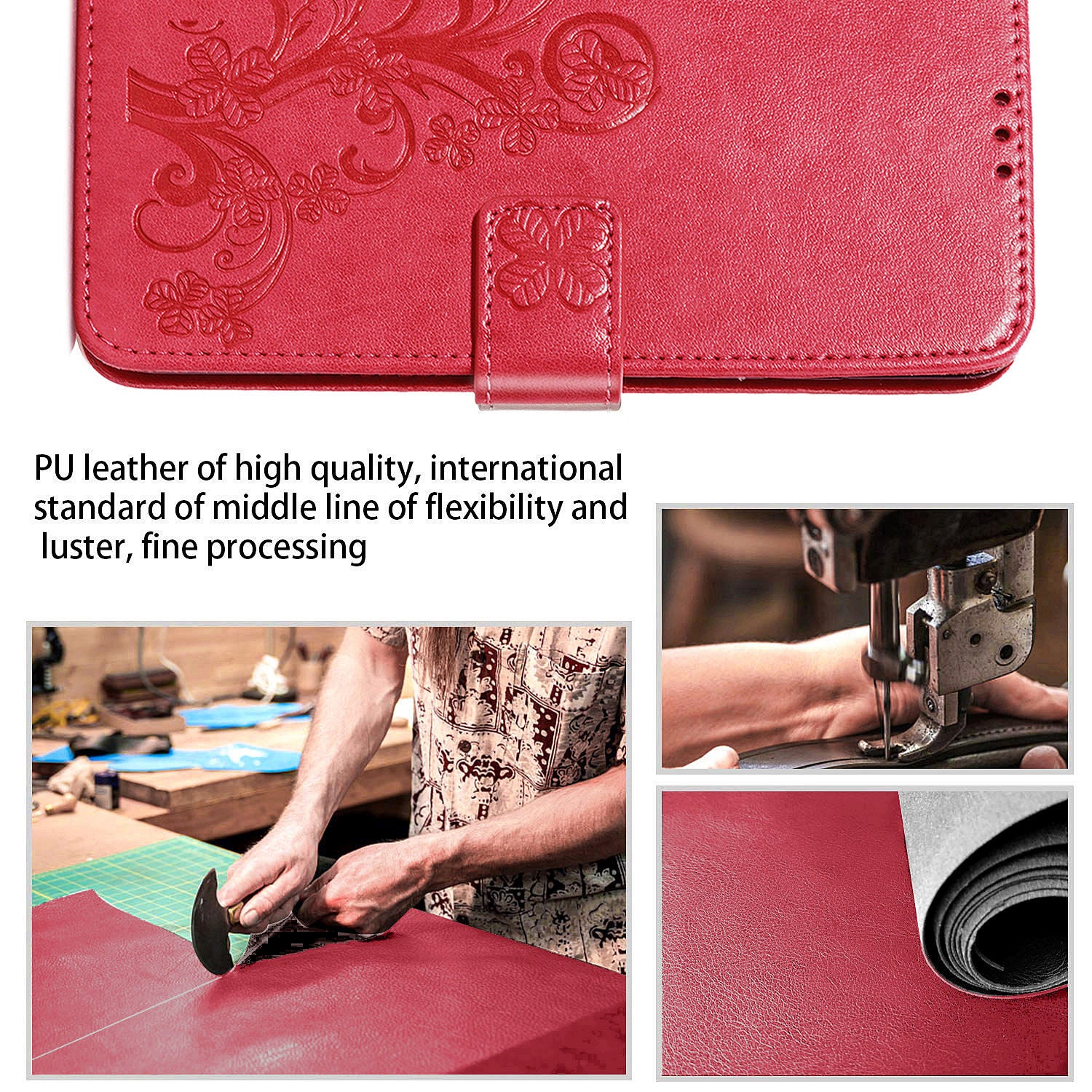 Clover Pattern Imprinting Leather Stand Case with Wallet Design for Samsung Galaxy S20 FE/S20 Fan Edition/S20 FE 5G/S20 Fan Edition 5G/S20 Lite/S20 FE 2022 - Red