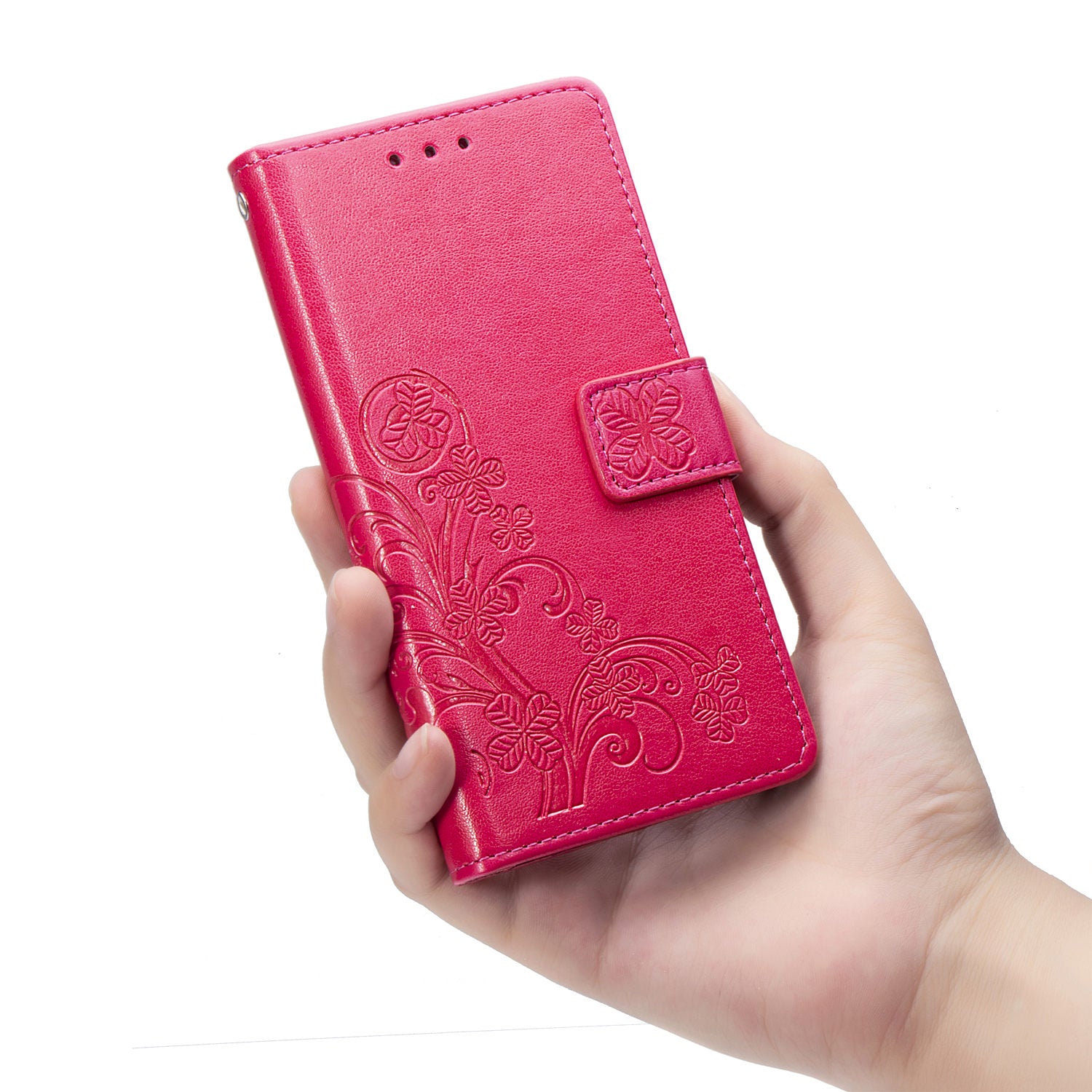 Clover Pattern Imprinting Leather Stand Case with Wallet Design for Samsung Galaxy S20 FE/S20 Fan Edition/S20 FE 5G/S20 Fan Edition 5G/S20 Lite/S20 FE 2022 - Red