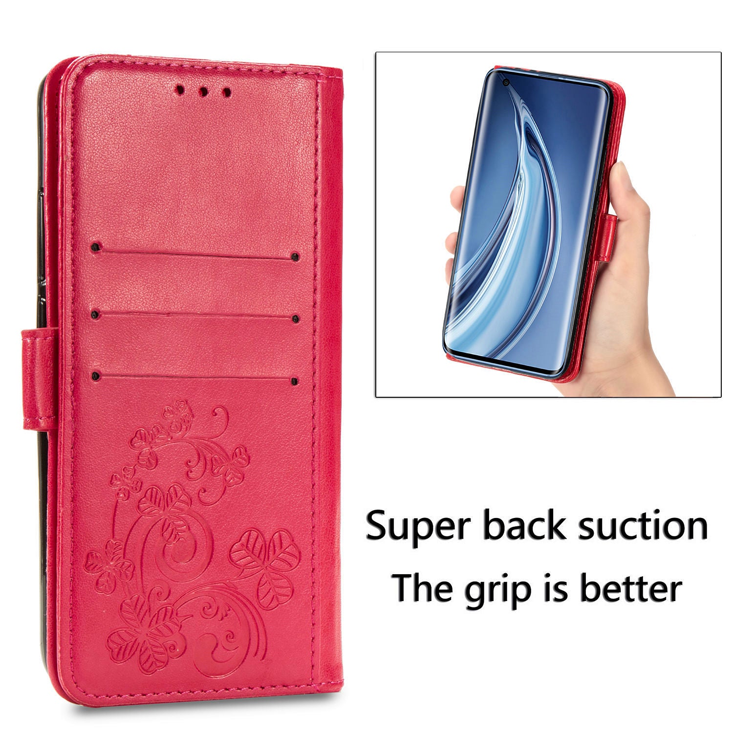 Clover Pattern Imprinting Leather Stand Case with Wallet Design for Samsung Galaxy S20 FE/S20 Fan Edition/S20 FE 5G/S20 Fan Edition 5G/S20 Lite/S20 FE 2022 - Red