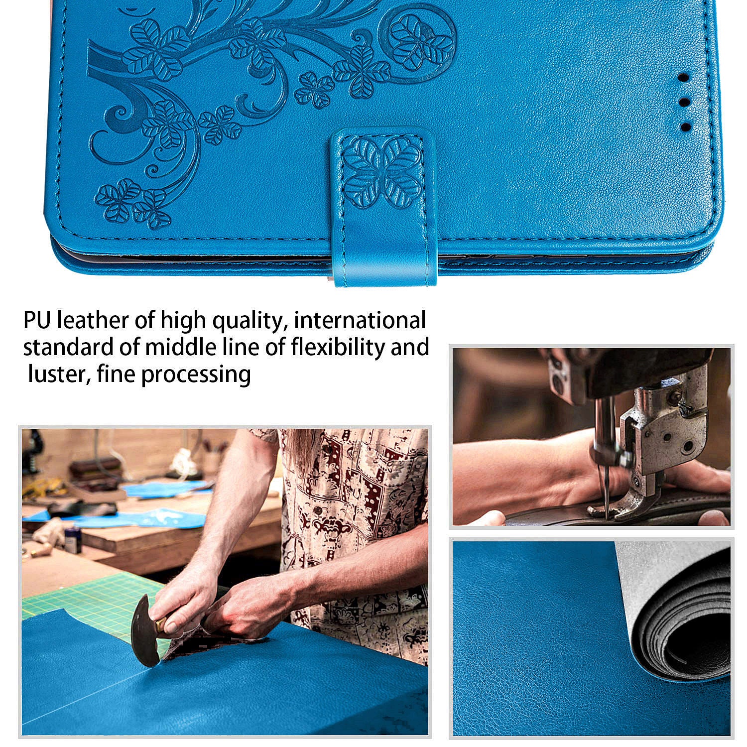 Clover Pattern Imprinting Leather Stand Case with Wallet Design for Samsung Galaxy S20 FE/S20 Fan Edition/S20 FE 5G/S20 Fan Edition 5G/S20 Lite/S20 FE 2022 - Blue