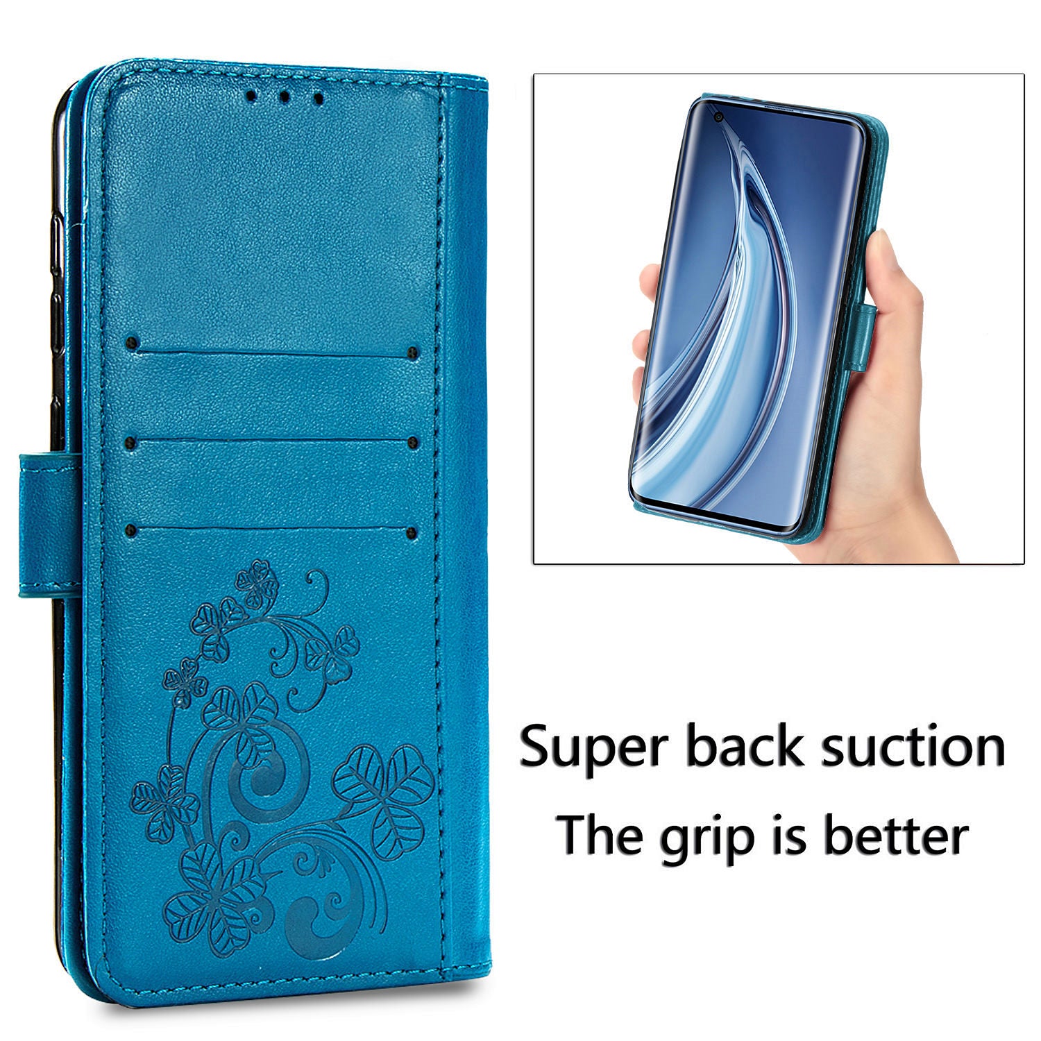 Clover Pattern Imprinting Leather Stand Case with Wallet Design for Samsung Galaxy S20 FE/S20 Fan Edition/S20 FE 5G/S20 Fan Edition 5G/S20 Lite/S20 FE 2022 - Blue