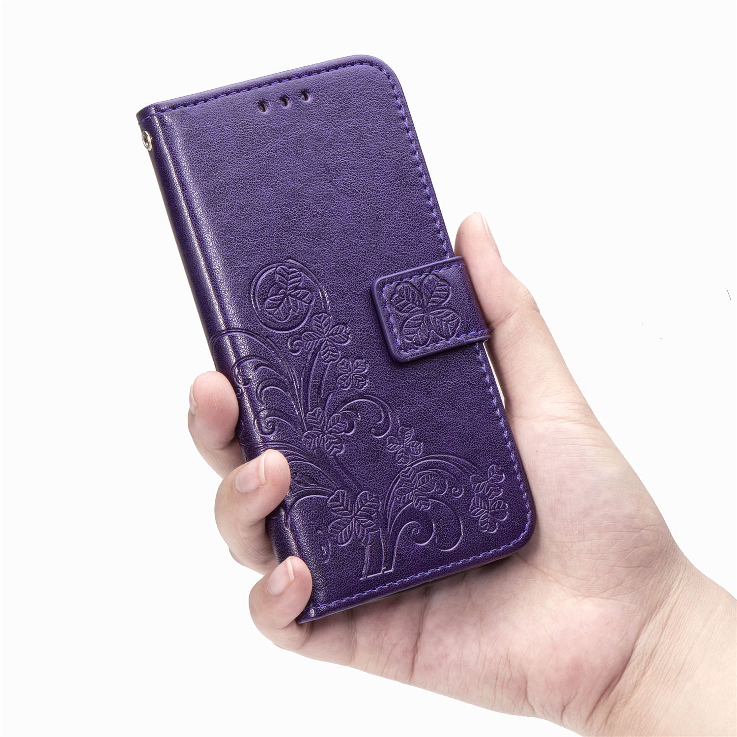 Clover Pattern Imprinting Leather Stand Case with Wallet Design for Samsung Galaxy S20 FE/S20 Fan Edition/S20 FE 5G/S20 Fan Edition 5G/S20 Lite/S20 FE 2022 - Purple