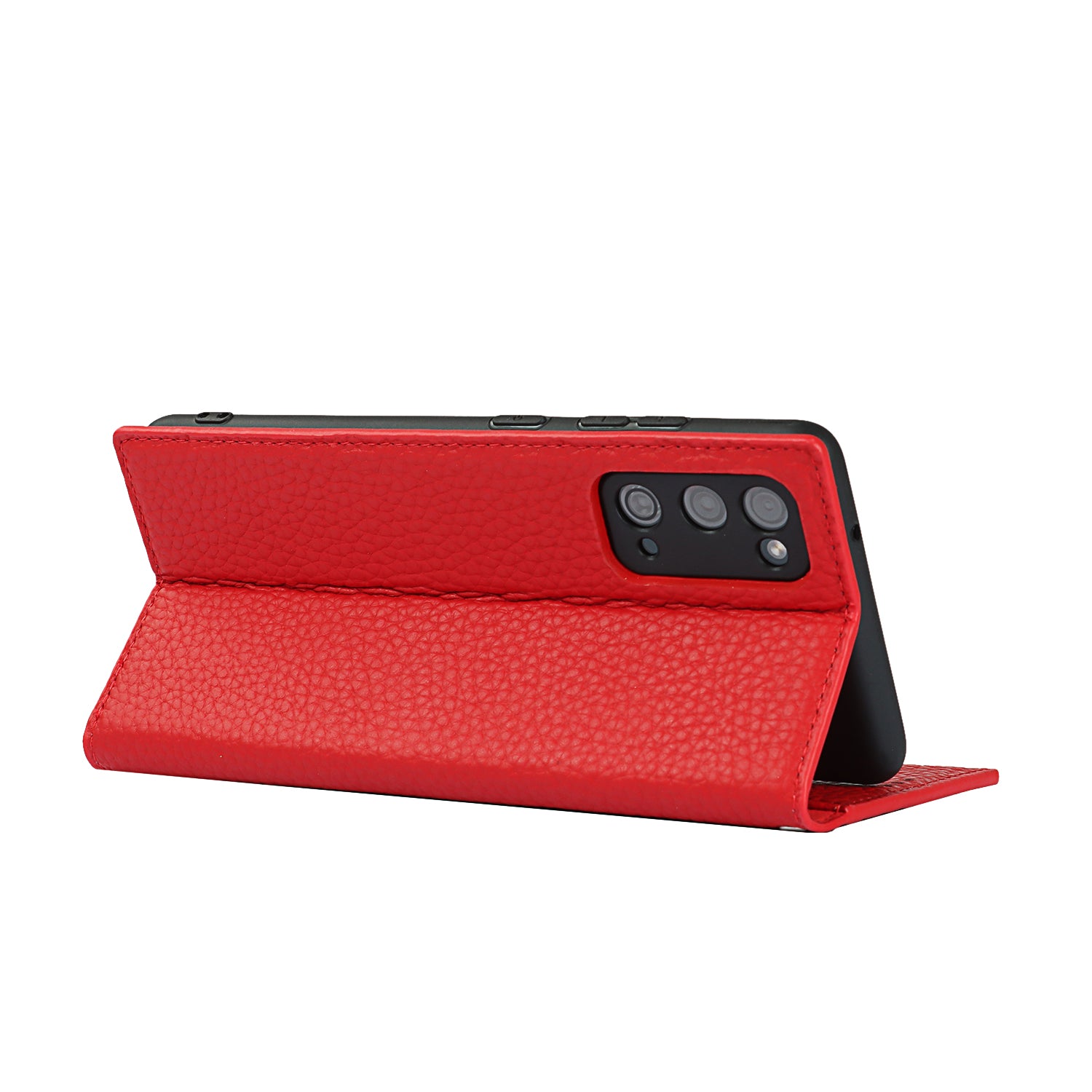 Litchi Texture Stand Genuine Leather Case with Strap for Samsung Galaxy S20 FE/S20 FE 5G/S20 Lite/S20 FE 2022 - Red