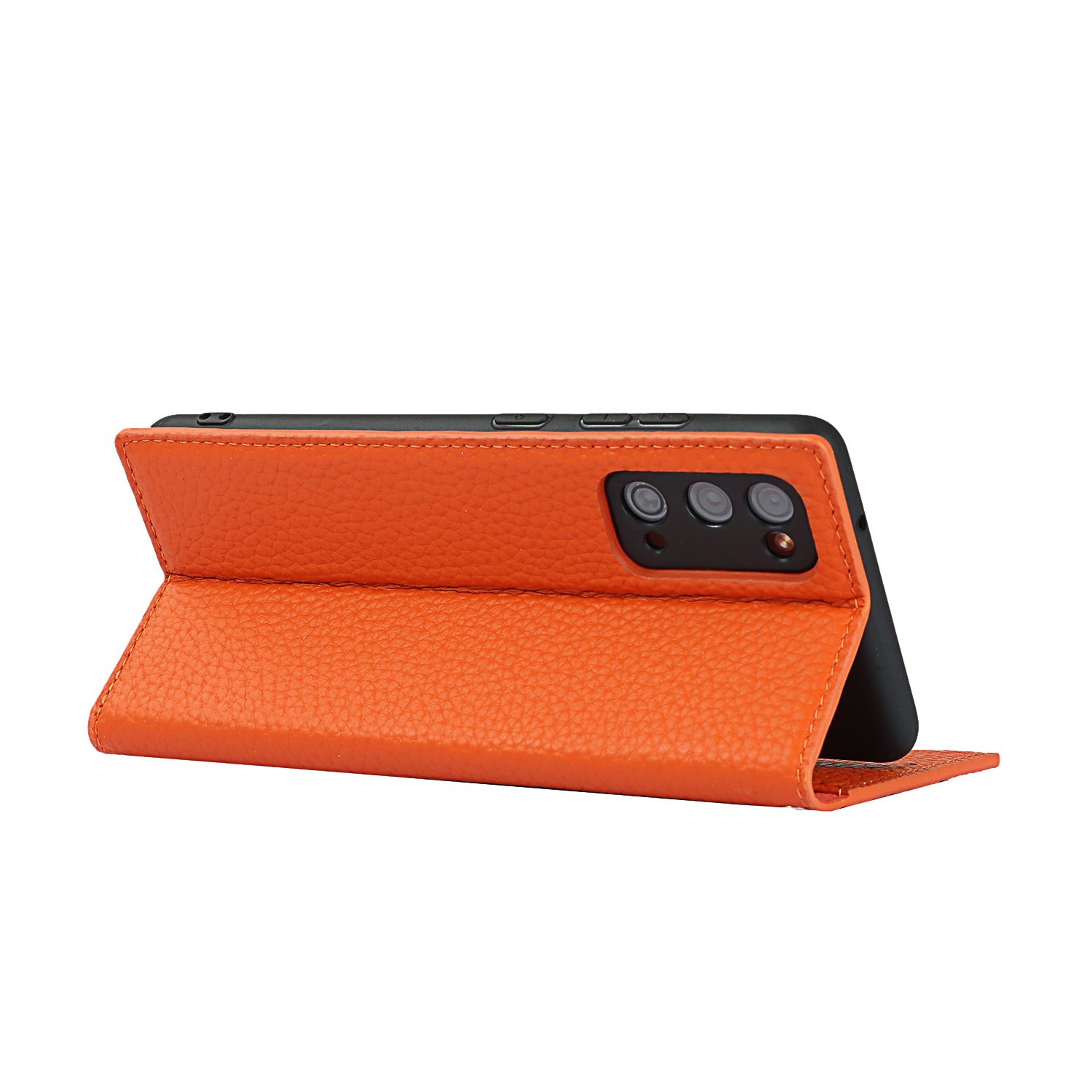 Litchi Texture Stand Genuine Leather Case with Strap for Samsung Galaxy S20 FE/S20 FE 5G/S20 Lite/S20 FE 2022 - Orange