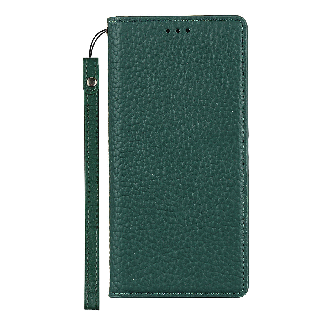 Litchi Texture Stand Genuine Leather Case with Strap for Samsung Galaxy S20 FE/S20 FE 5G/S20 Lite/S20 FE 2022 - Green