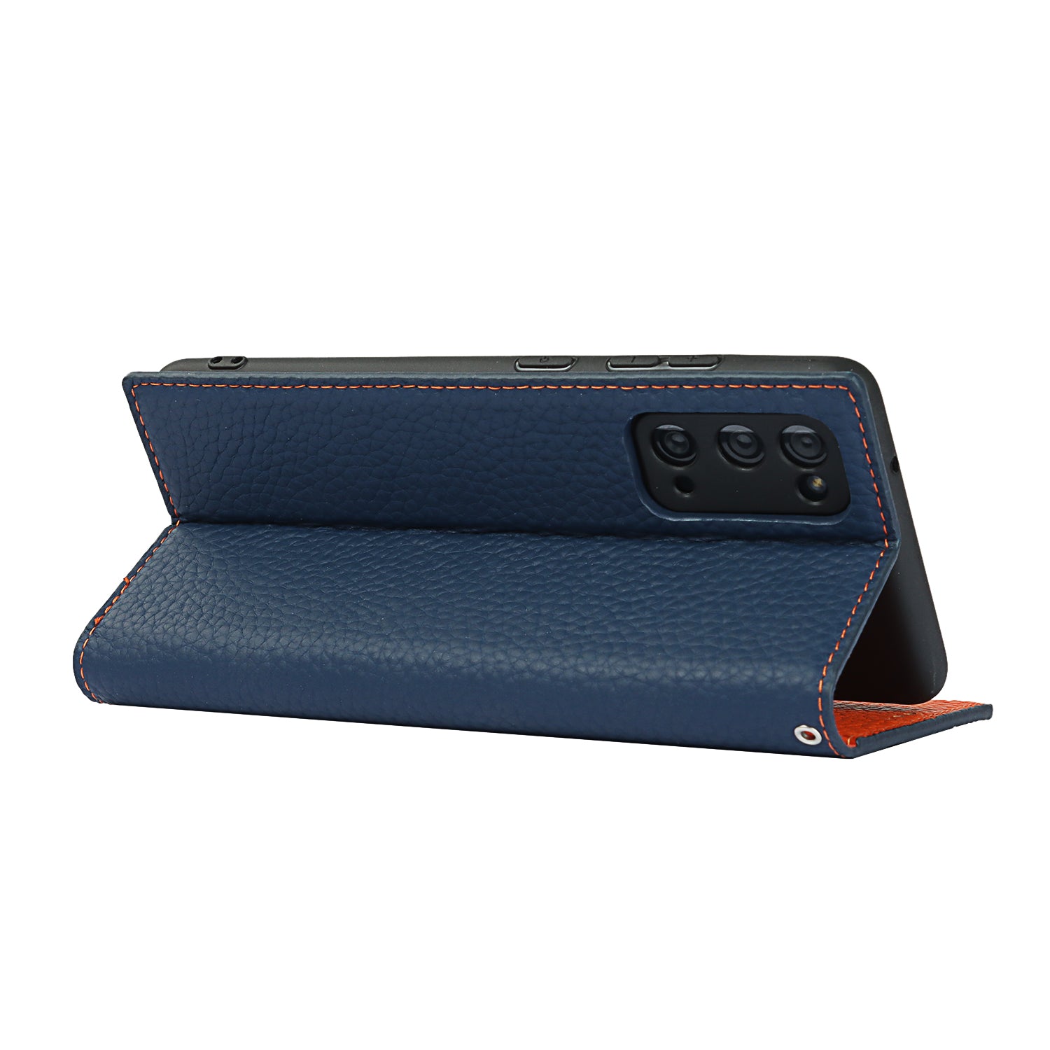 Litchi Texture Stand Genuine Leather Case with Strap for Samsung Galaxy S20 FE/S20 FE 5G/S20 Lite/S20 FE 2022 - Dark Blue