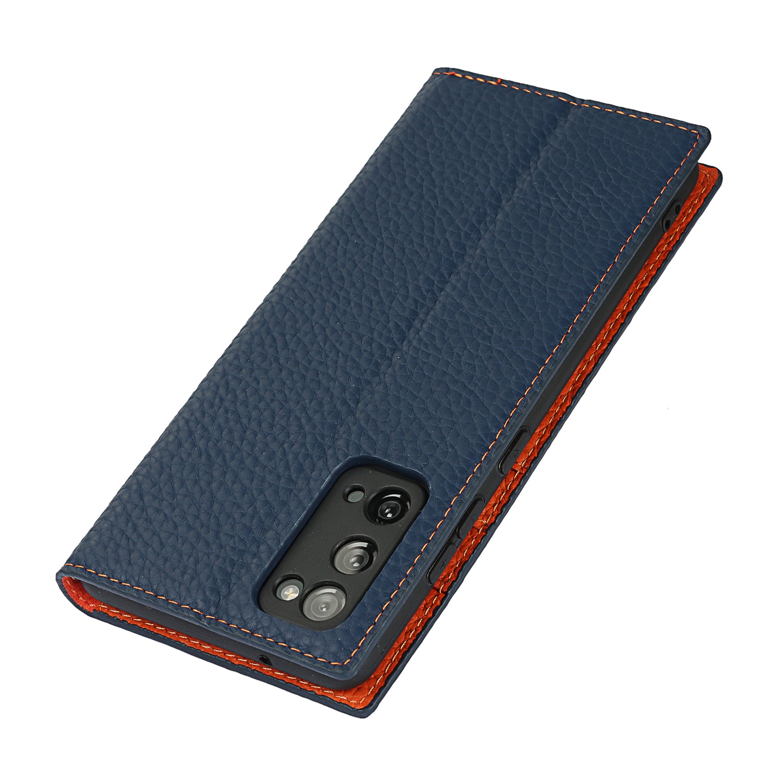 Litchi Texture Stand Genuine Leather Case with Strap for Samsung Galaxy S20 FE/S20 FE 5G/S20 Lite/S20 FE 2022 - Dark Blue