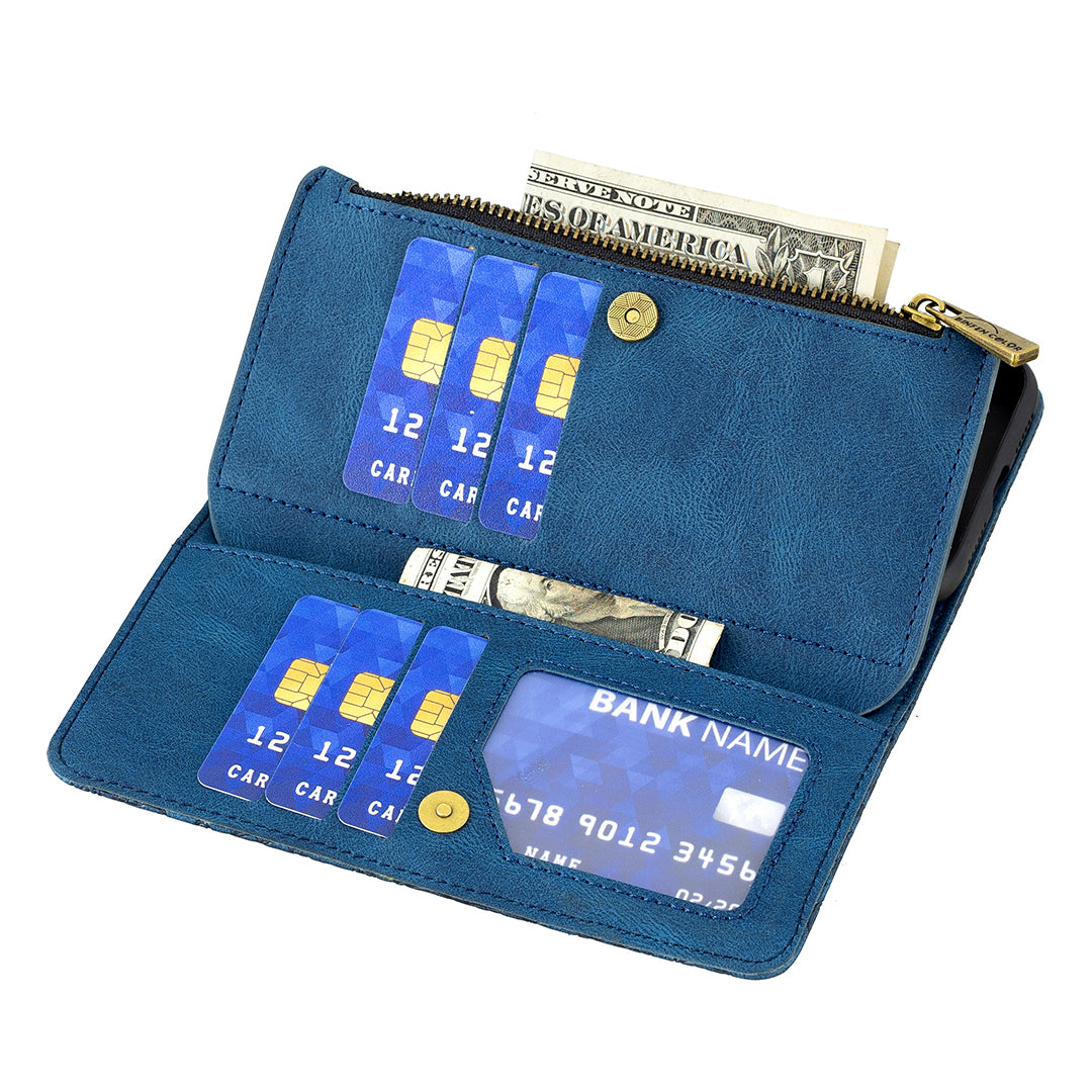 PU Leather Wallet Case for Samsung Galaxy S20 Ultra, Zipper Pocket Pattern Stand Flip Phone Cover - Blue