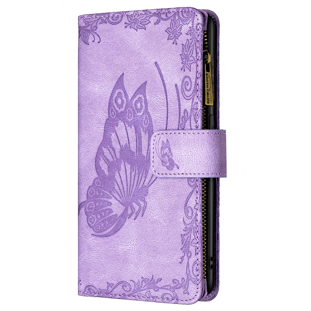 For Samsung Galaxy S20 4G / S20 5G Pattern Leather Phone Case Zipper Pocket Wallet Stand Flip Cover - Purple