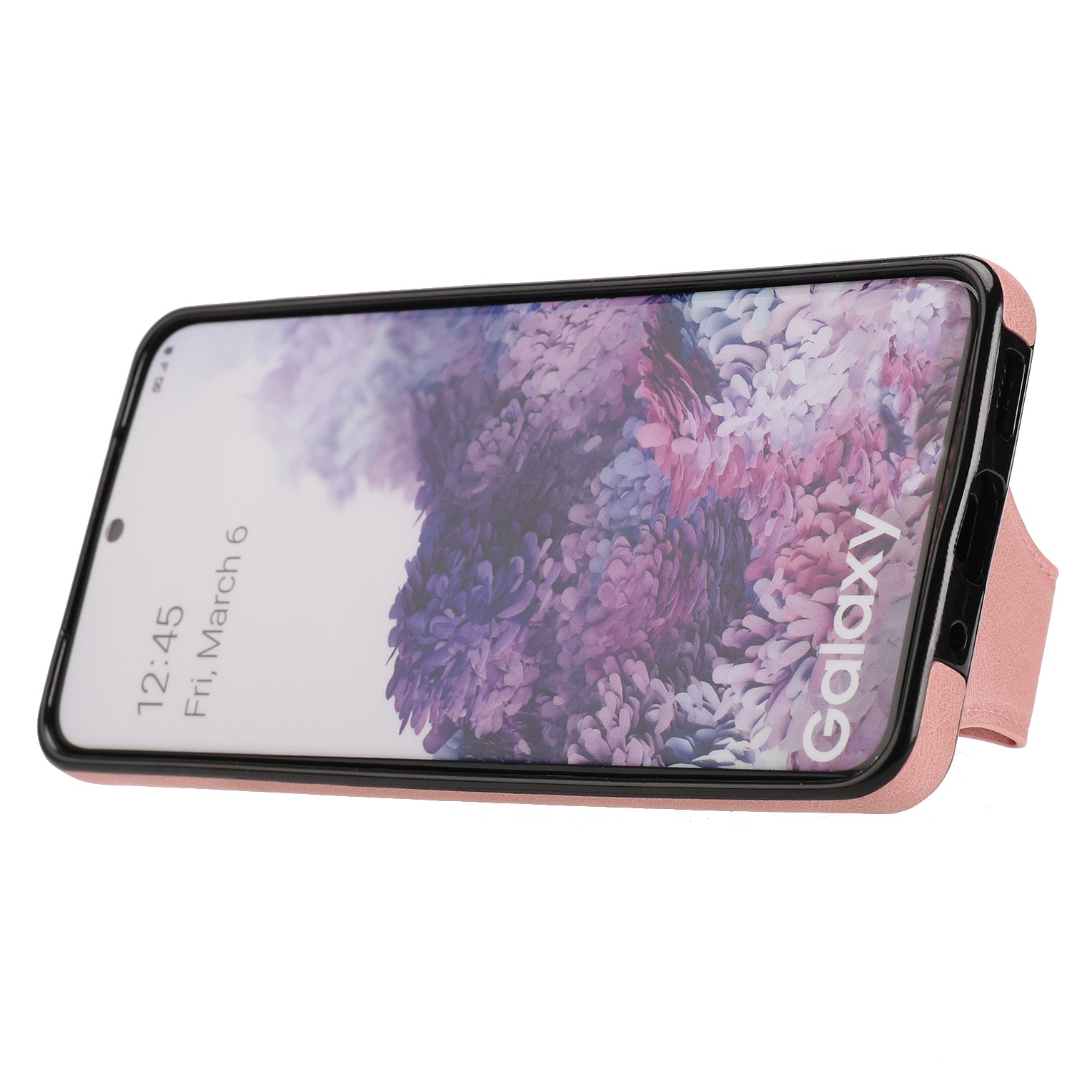 PU Leather Coated TPU Hybrid Phone Case Cover with Kickstand and Card Holder for Samsung Galaxy S20 FE 2022/S20 FE 4G/S20 FE 5G/S20 Lite - Pink