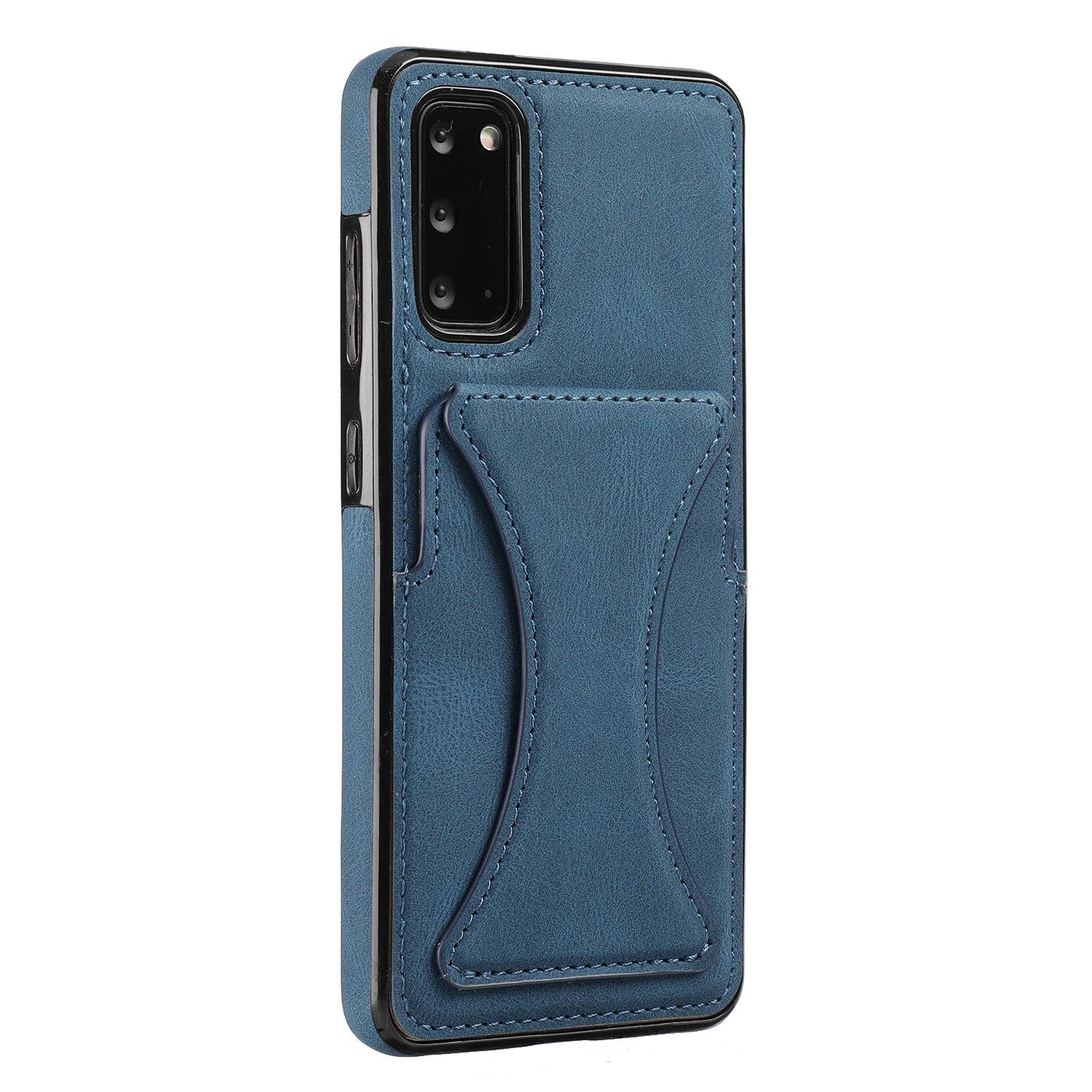 PU Leather Coated TPU Hybrid Phone Case Cover with Kickstand and Card Holder for Samsung Galaxy S20 FE 2022/S20 FE 4G/S20 FE 5G/S20 Lite - Blue