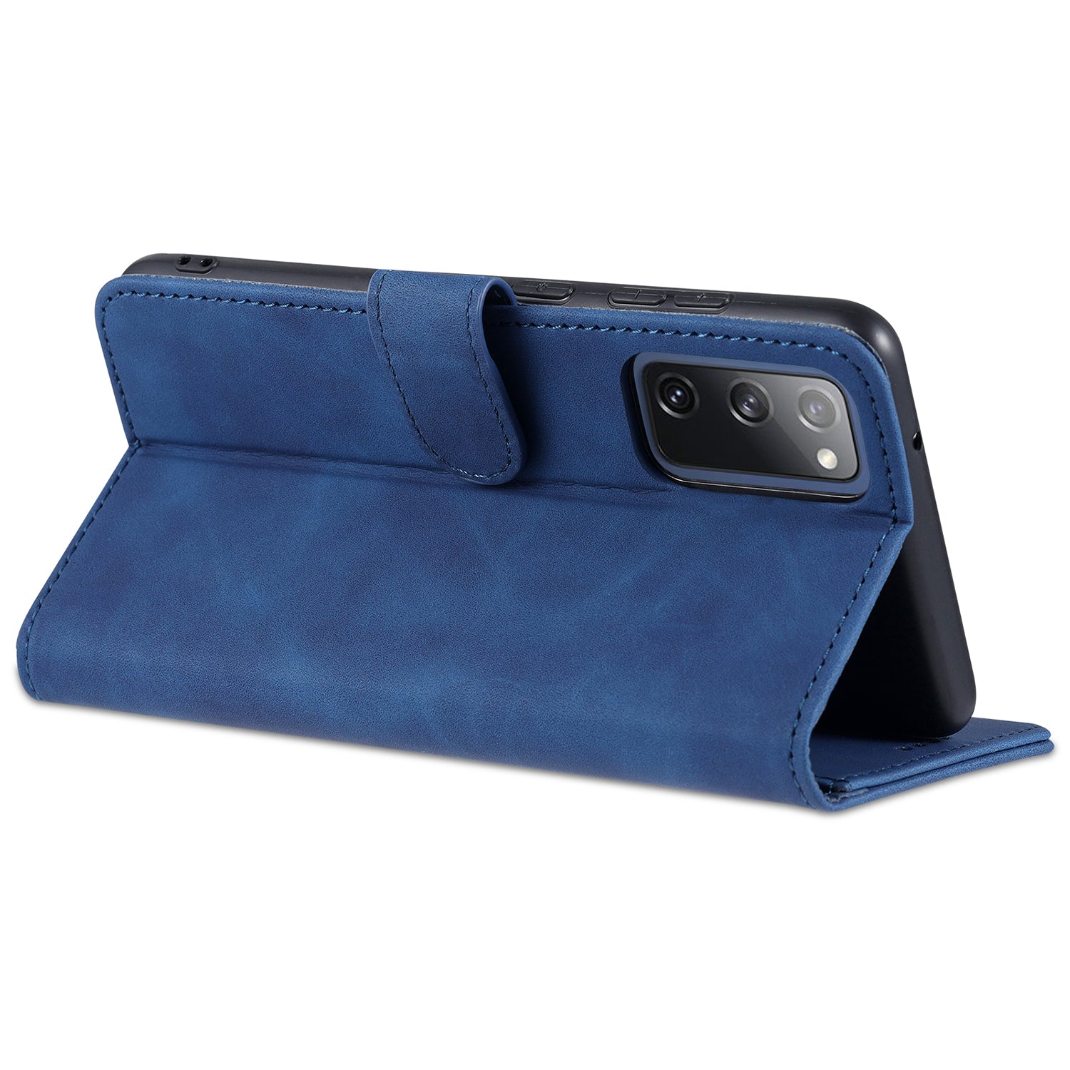 AZNS PU Leather Phone Cover Wallet Stand Case for Samsung Galaxy S20 FE 2022/S20 FE 4G/S20 FE 5G/S20 Lite - Blue