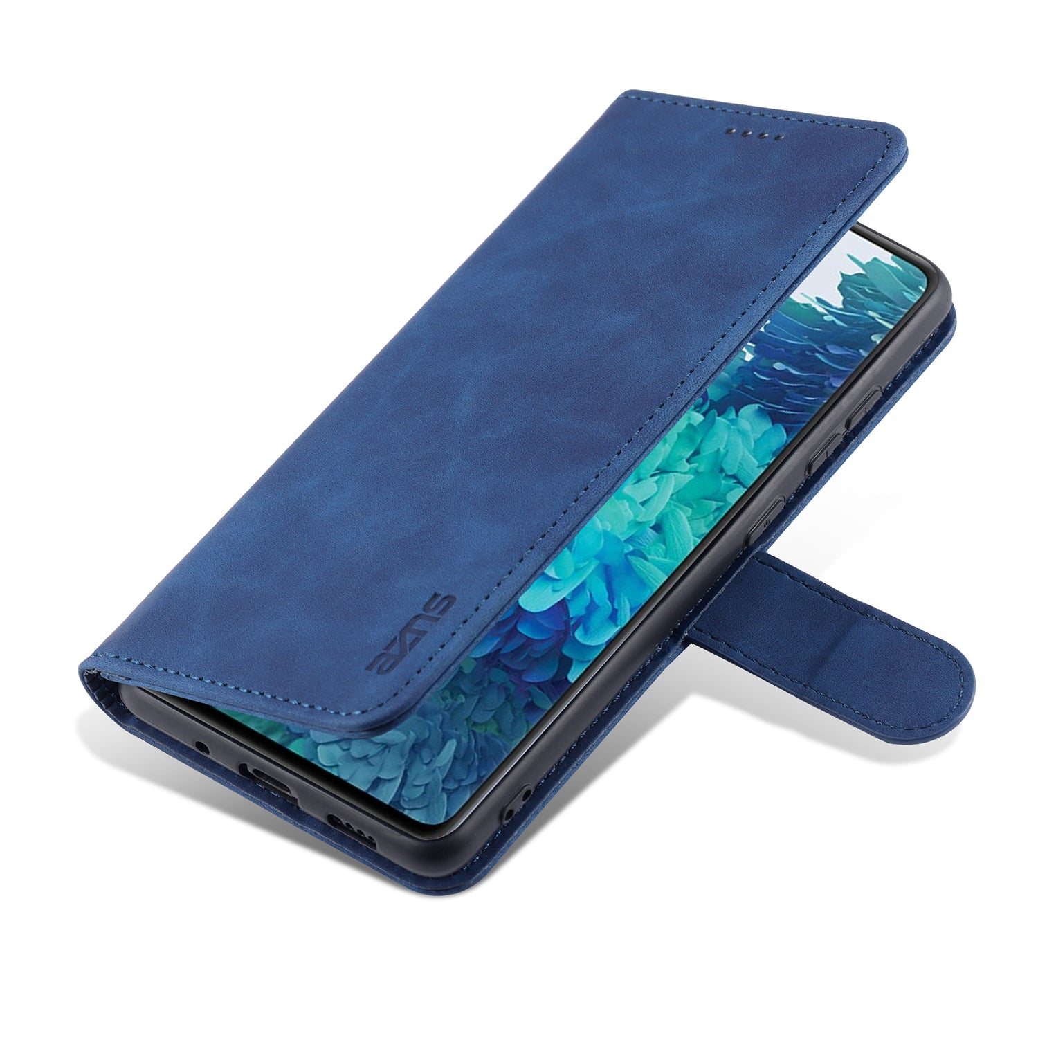 AZNS PU Leather Phone Cover Wallet Stand Case for Samsung Galaxy S20 FE 2022/S20 FE 4G/S20 FE 5G/S20 Lite - Blue