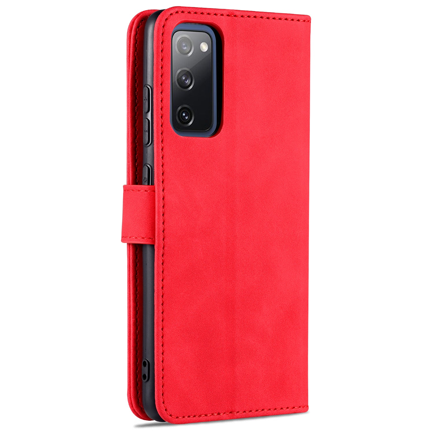 AZNS PU Leather Phone Cover Wallet Stand Case for Samsung Galaxy S20 FE 2022/S20 FE 4G/S20 FE 5G/S20 Lite - Red