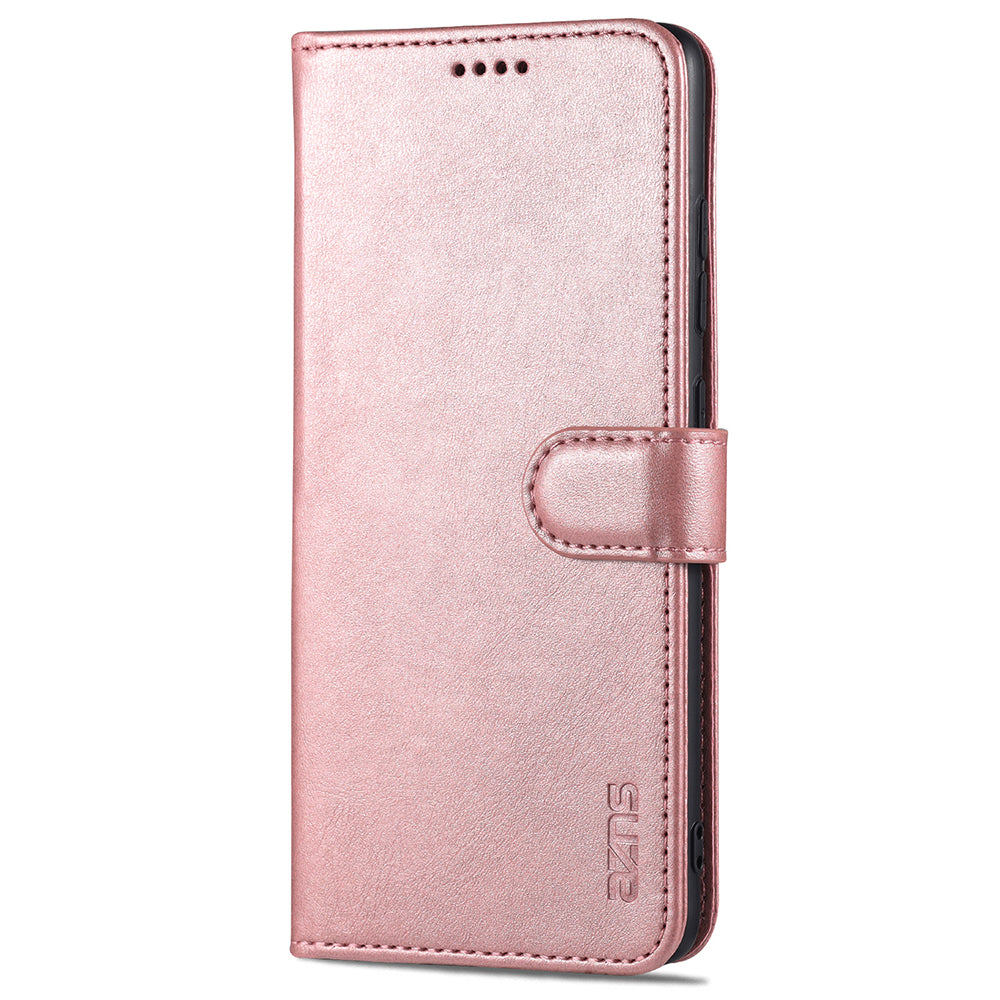 AZNS PU Leather Phone Cover Wallet Stand Case for Samsung Galaxy S20 FE 2022/S20 FE 4G/S20 FE 5G/S20 Lite - Rose Gold