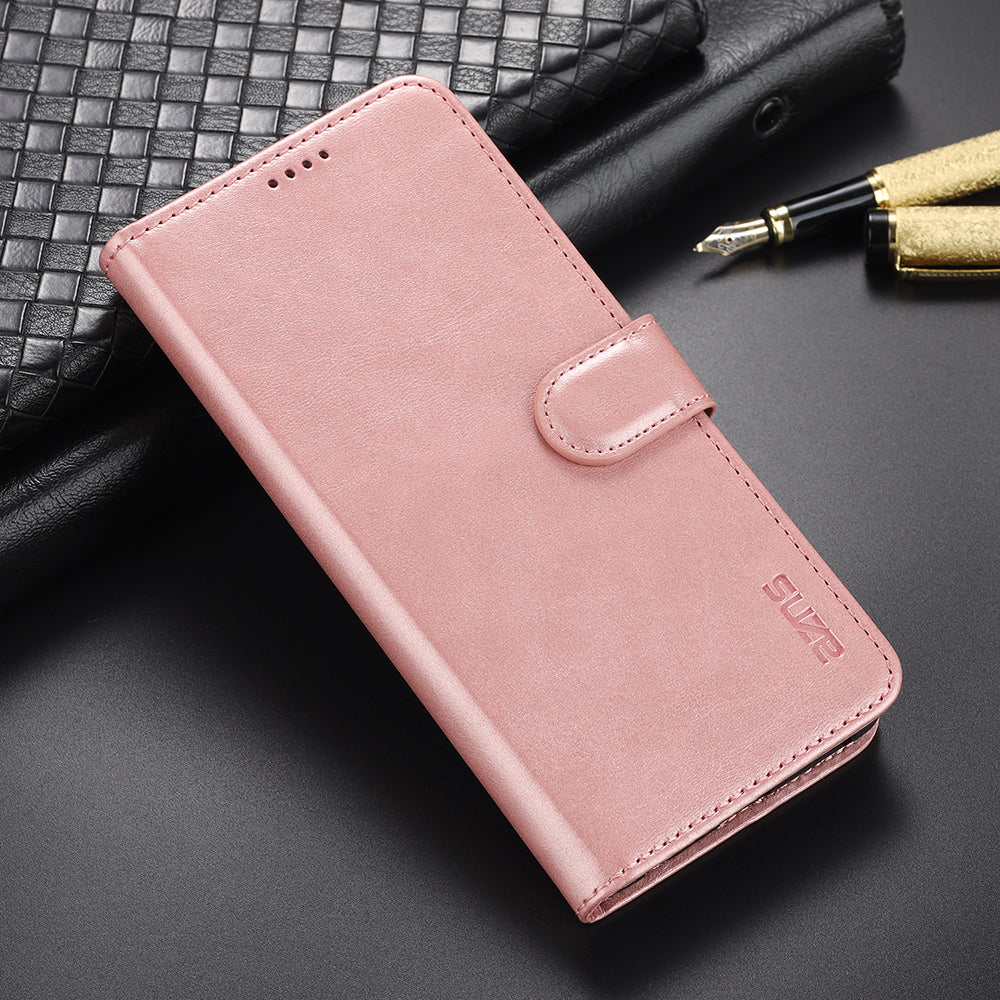 AZNS PU Leather Phone Cover Wallet Stand Case for Samsung Galaxy S20 FE 2022/S20 FE 4G/S20 FE 5G/S20 Lite - Rose Gold