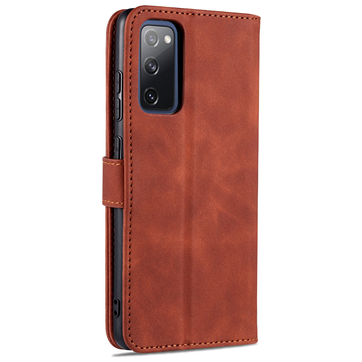 AZNS PU Leather Phone Cover Wallet Stand Case for Samsung Galaxy S20 FE 2022/S20 FE 4G/S20 FE 5G/S20 Lite - Brown