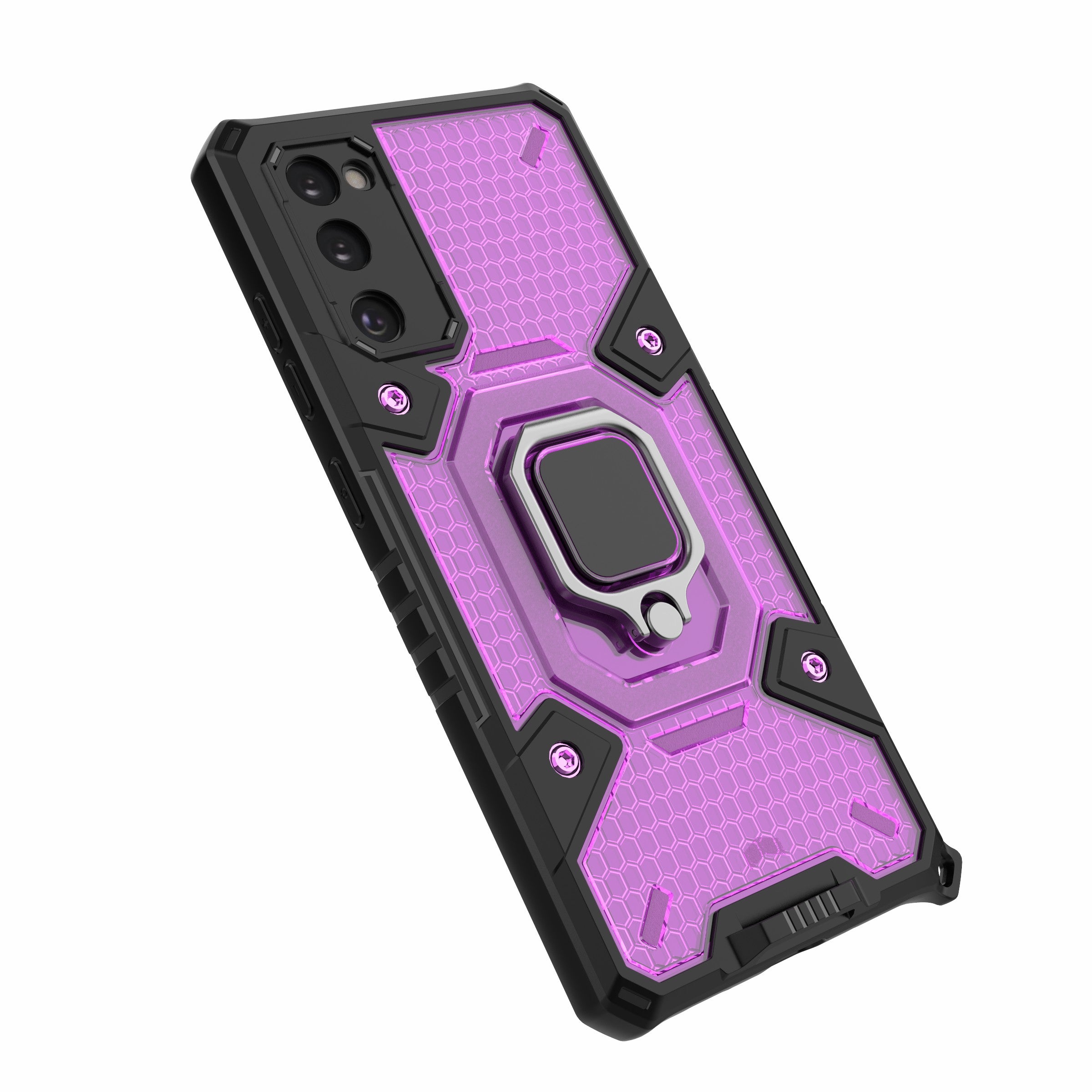 Tough Heavy PC+TPU Hybrid Kickstand Protective Phone Case with Holder Grip Magnetic Metal for Samsung Galaxy S20 FE 2022/S20 FE 4G/S20 FE 5G/S20 Lite - Purple