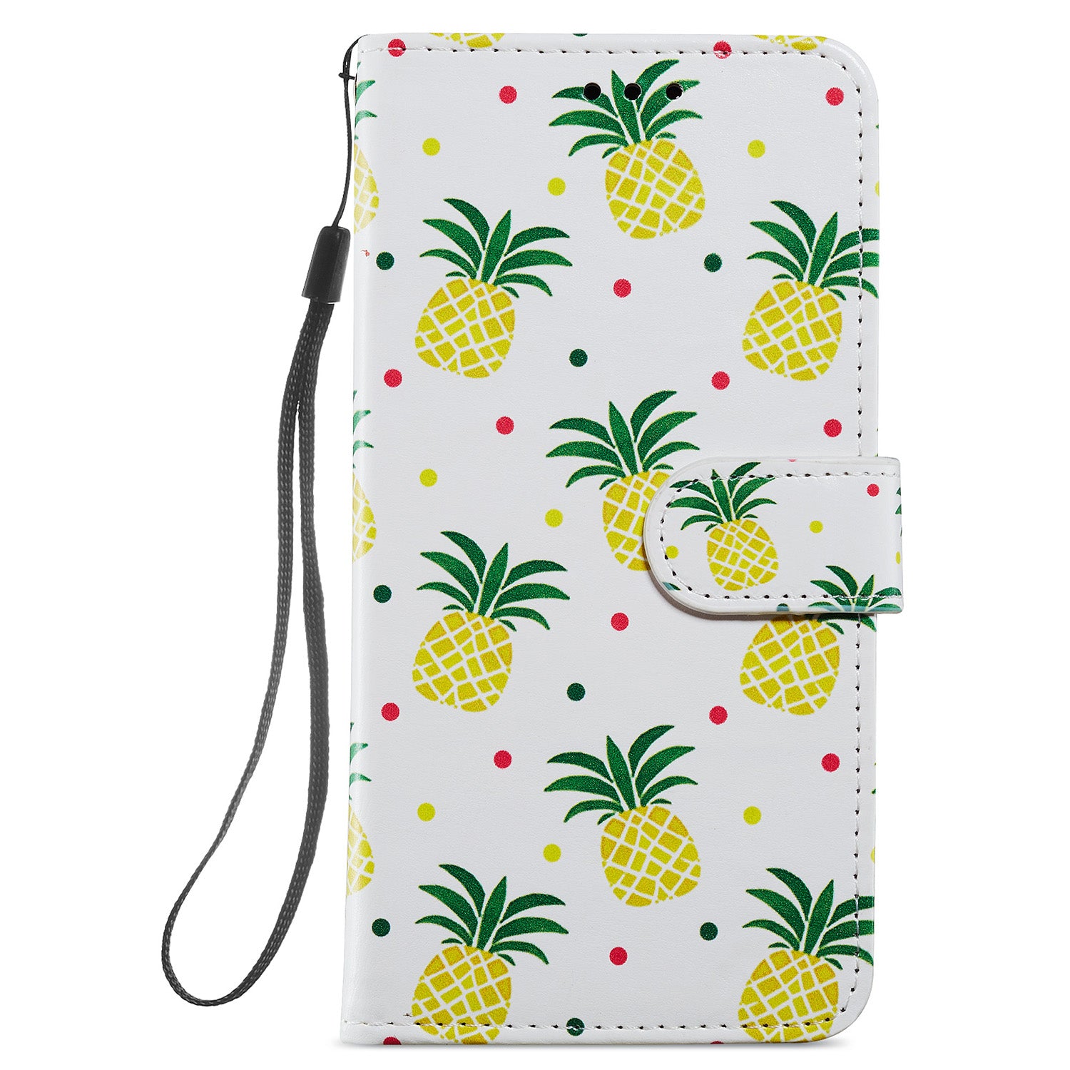 Pattern Printing Design PU Leather Folio Flip Case with Card Holder Slots & Wrist Strap for Samsung Galaxy S20 FE 2022/S20 FE 4G/S20 FE 5G/S20 Lite - Pineapple