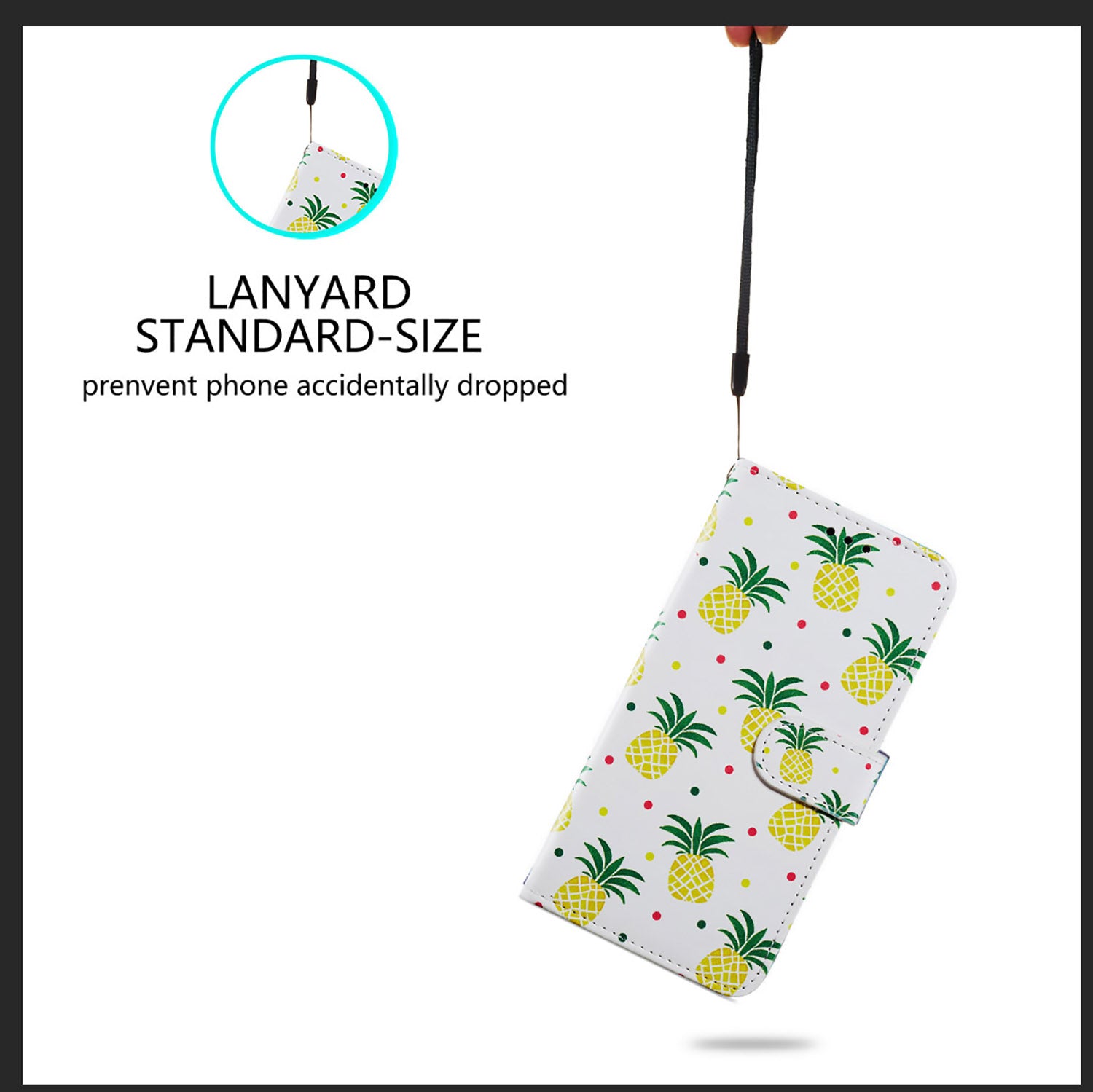 Pattern Printing Design PU Leather Folio Flip Case with Card Holder Slots & Wrist Strap for Samsung Galaxy S20 FE 2022/S20 FE 4G/S20 FE 5G/S20 Lite - Pineapple