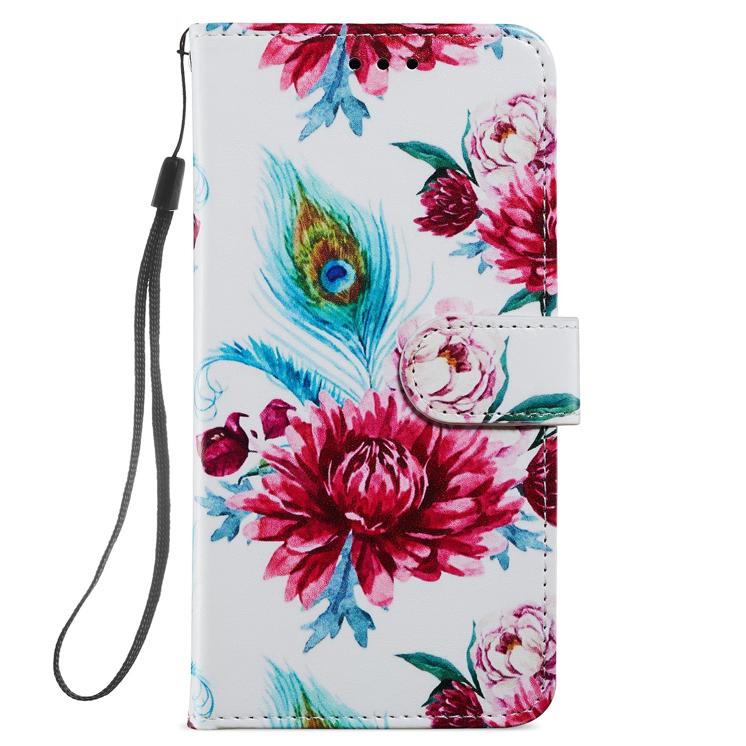 Pattern Printing Design PU Leather Folio Flip Case with Card Holder Slots & Wrist Strap for Samsung Galaxy S20 FE 2022/S20 FE 4G/S20 FE 5G/S20 Lite - Peacock Flower