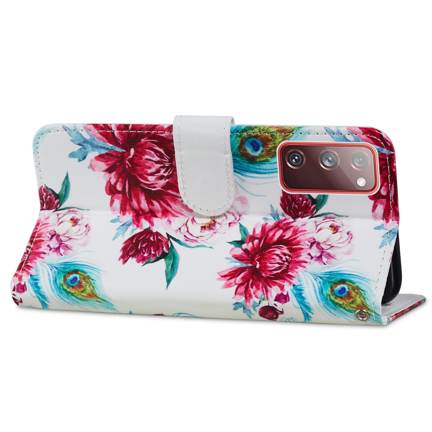 Pattern Printing Design PU Leather Folio Flip Case with Card Holder Slots & Wrist Strap for Samsung Galaxy S20 FE 2022/S20 FE 4G/S20 FE 5G/S20 Lite - Peacock Flower