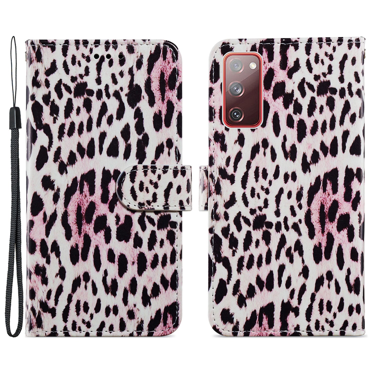 Pattern Printing Design PU Leather Folio Flip Case with Card Holder Slots & Wrist Strap for Samsung Galaxy S20 FE 2022/S20 FE 4G/S20 FE 5G/S20 Lite - Leopard Print